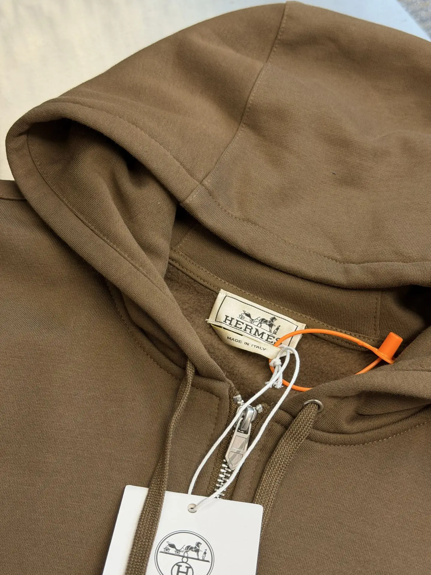 Embroidered Leather-Trim Zip-Up Hoodie D34520450 — view 5