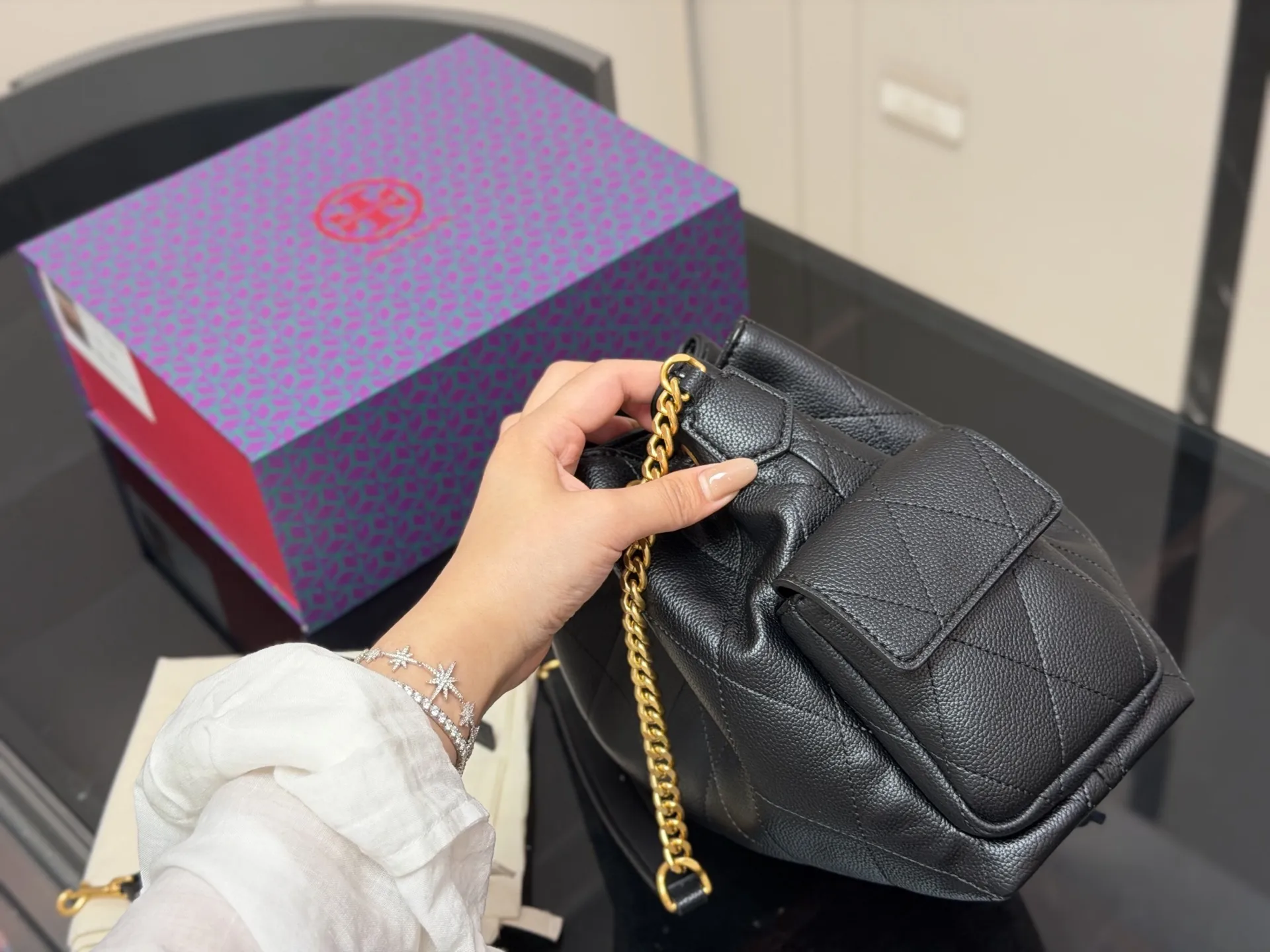 Romy Quilted Leather Bucket Bag D35518030 — view 7