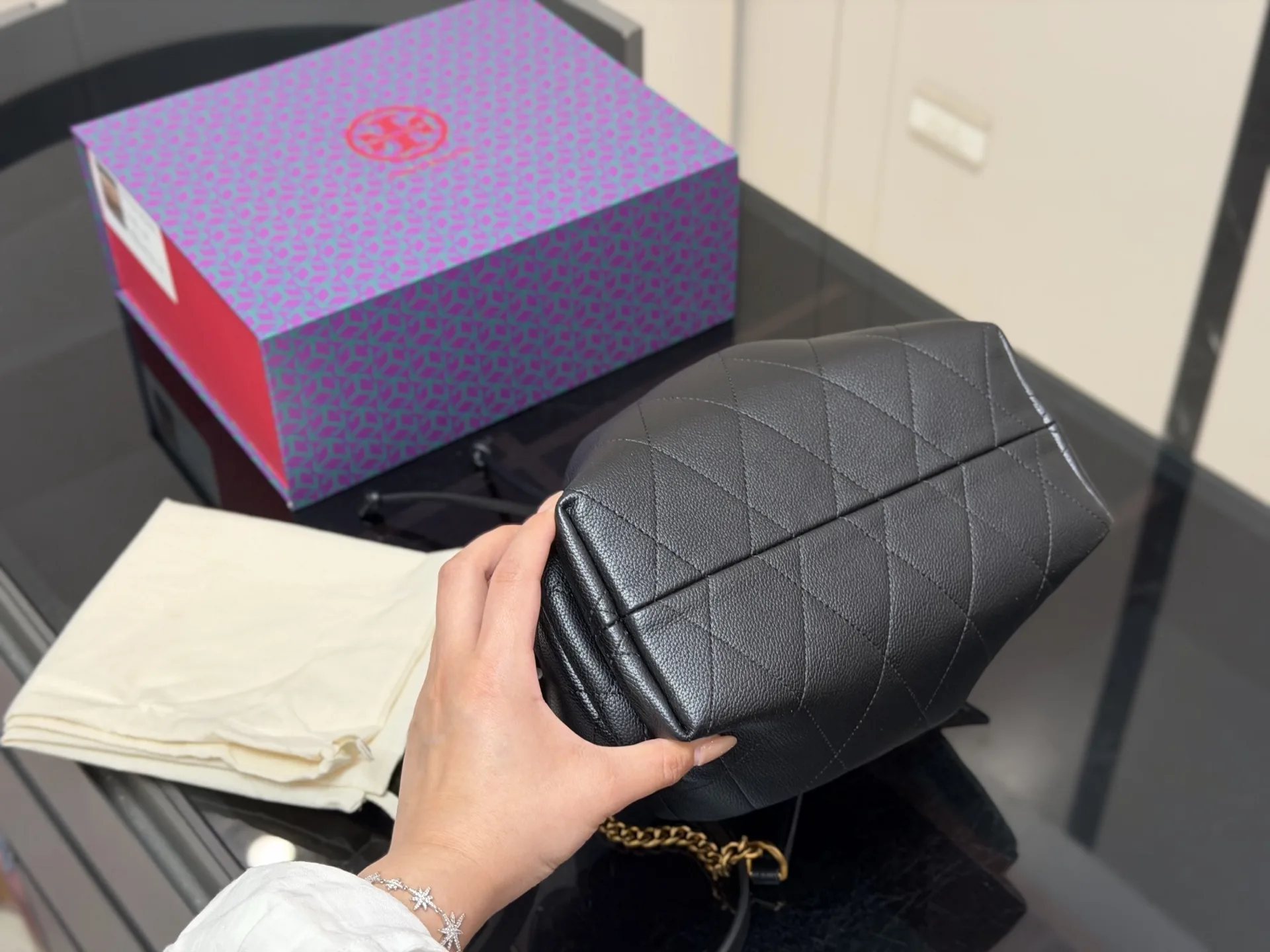 Romy Quilted Leather Bucket Bag D35518030 — view 9