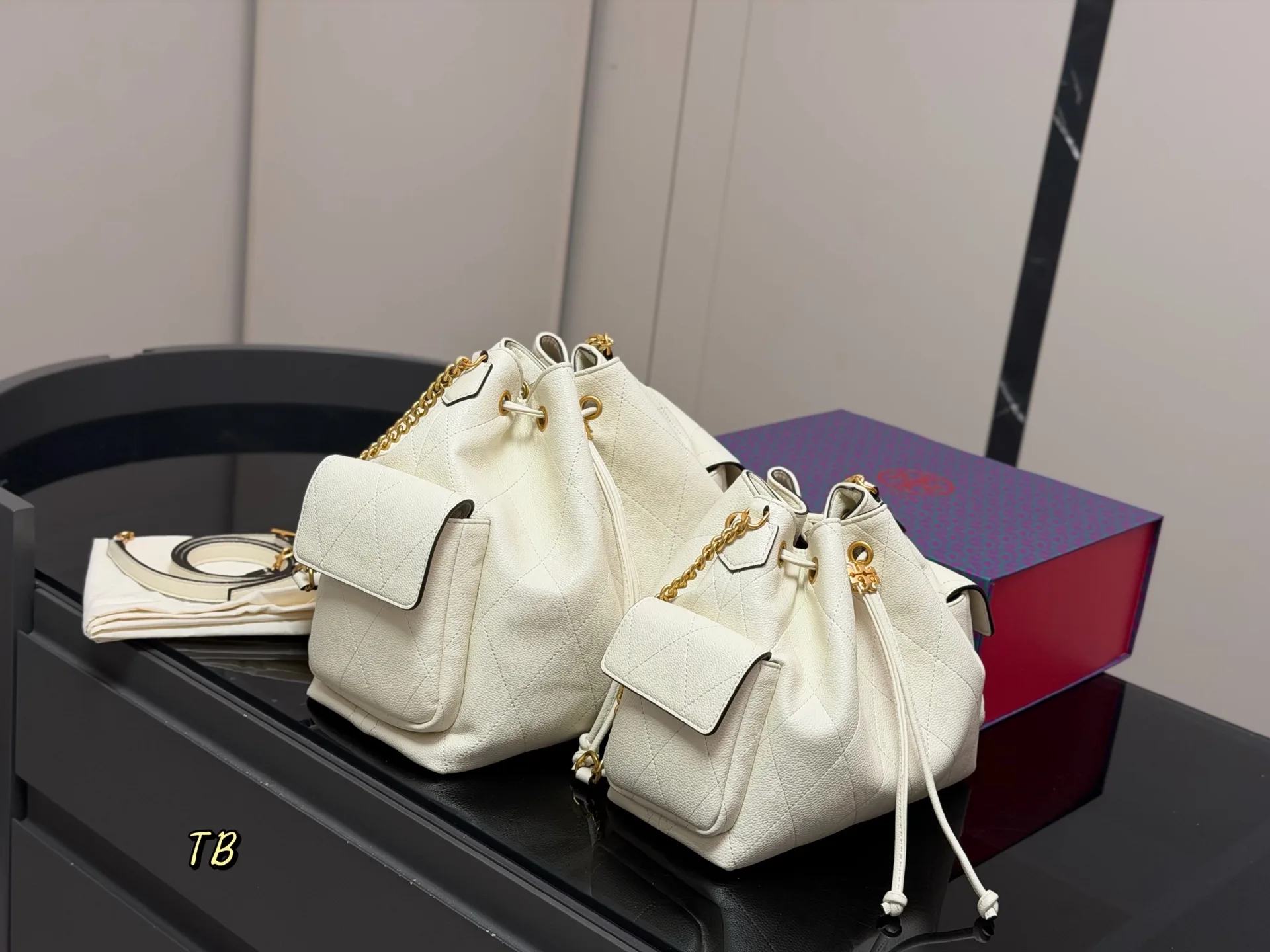 Tory Burch Romy Quilted Leather Bucket Bag D35518029 — view 2