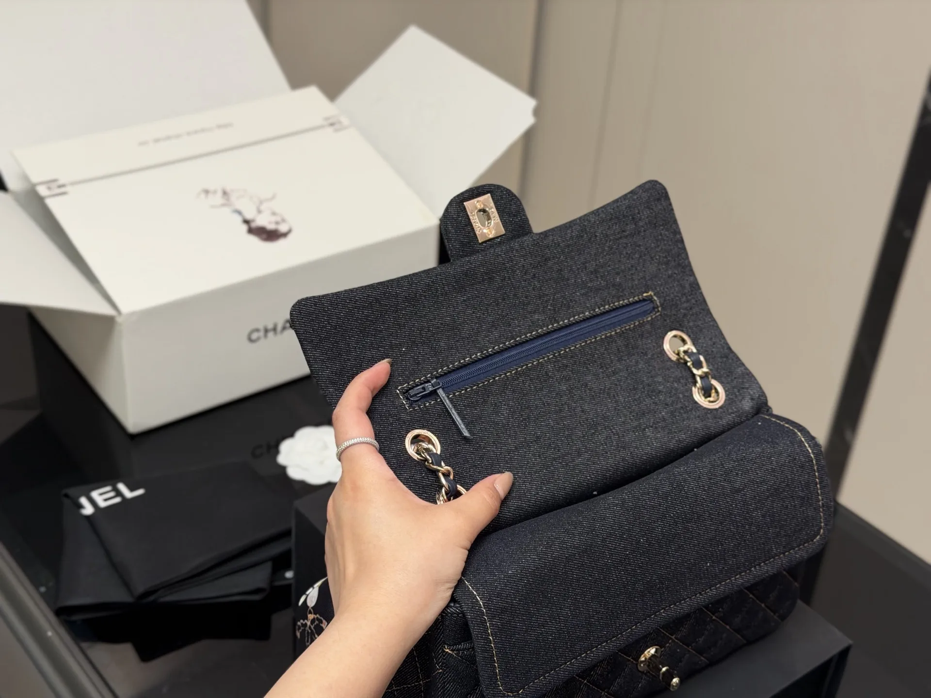 Chanel CF Quilted Denim Shoulder Bag D36018408 — view 3