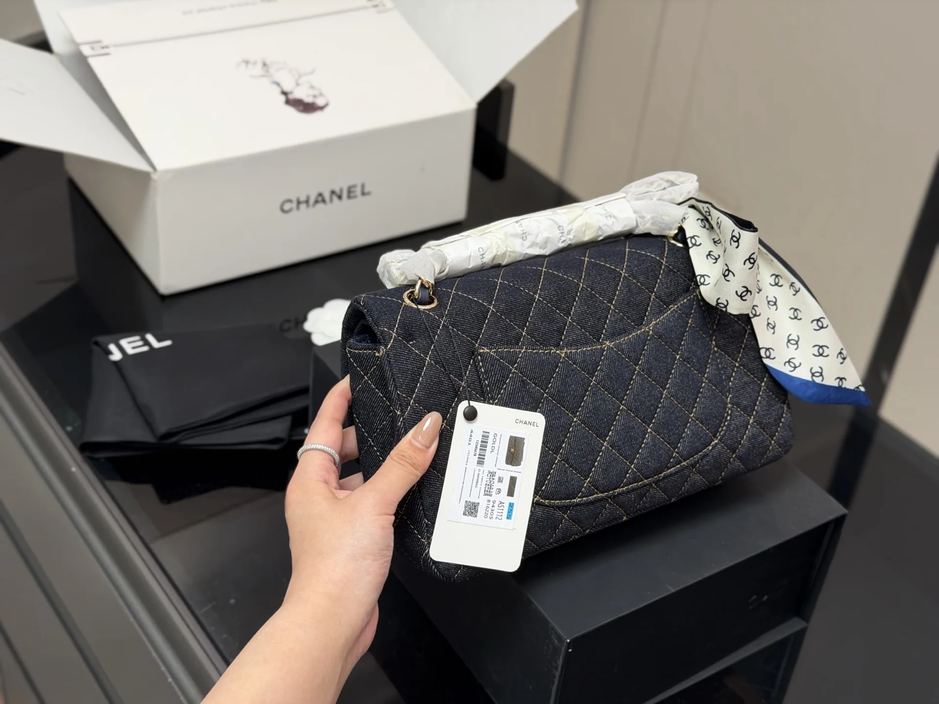 Chanel CF Quilted Denim Shoulder Bag D36018408 — view 6