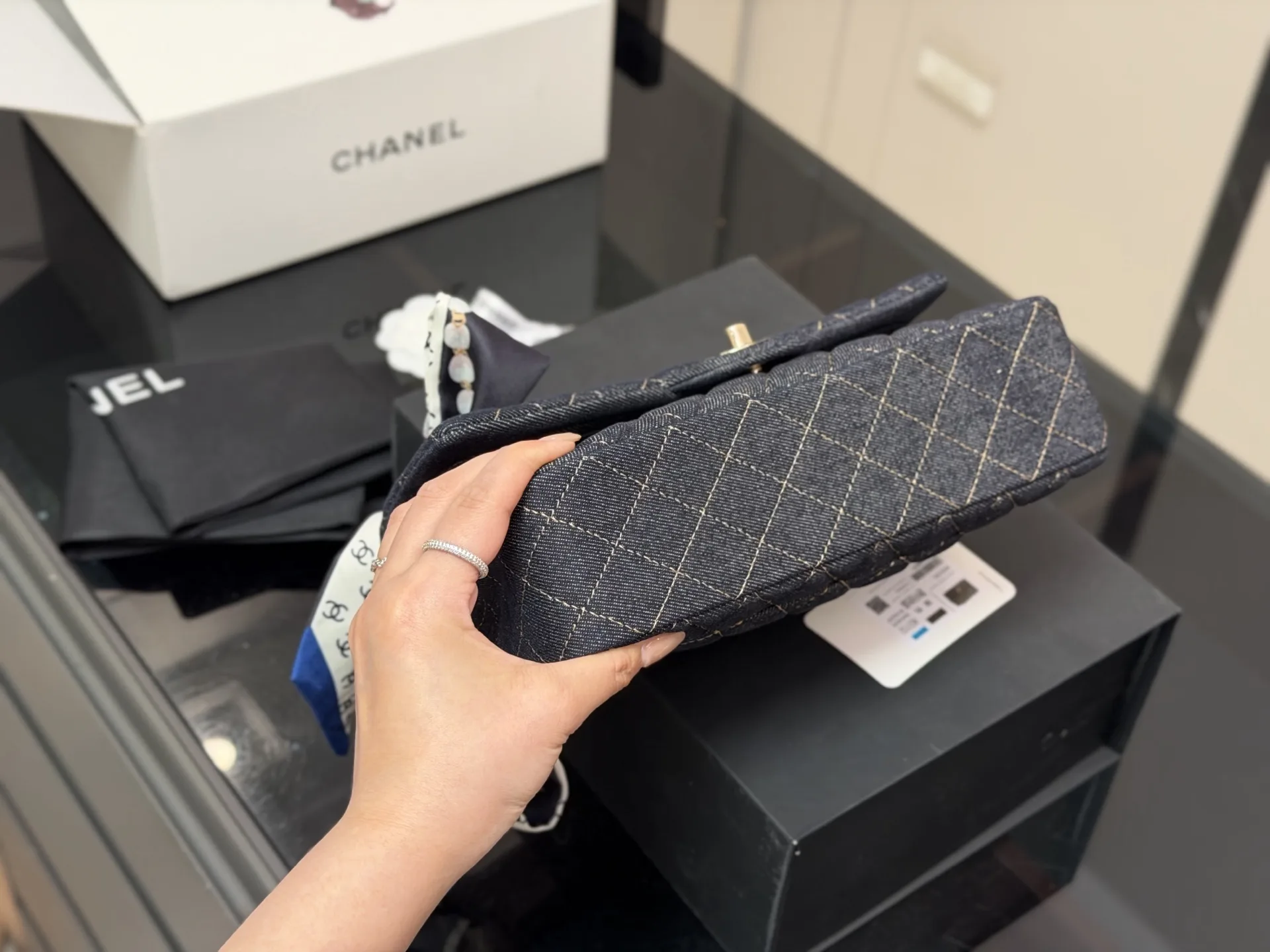 Chanel CF Quilted Denim Shoulder Bag D36018408 — view 7