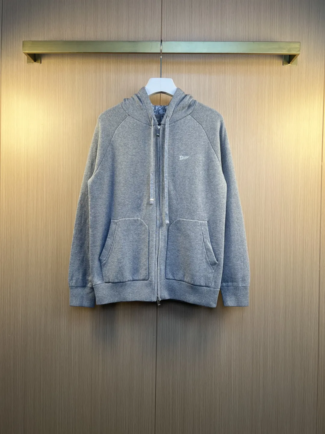 Logo-Embroidered Wool-Blend Zip-Up Hoodie D37020545