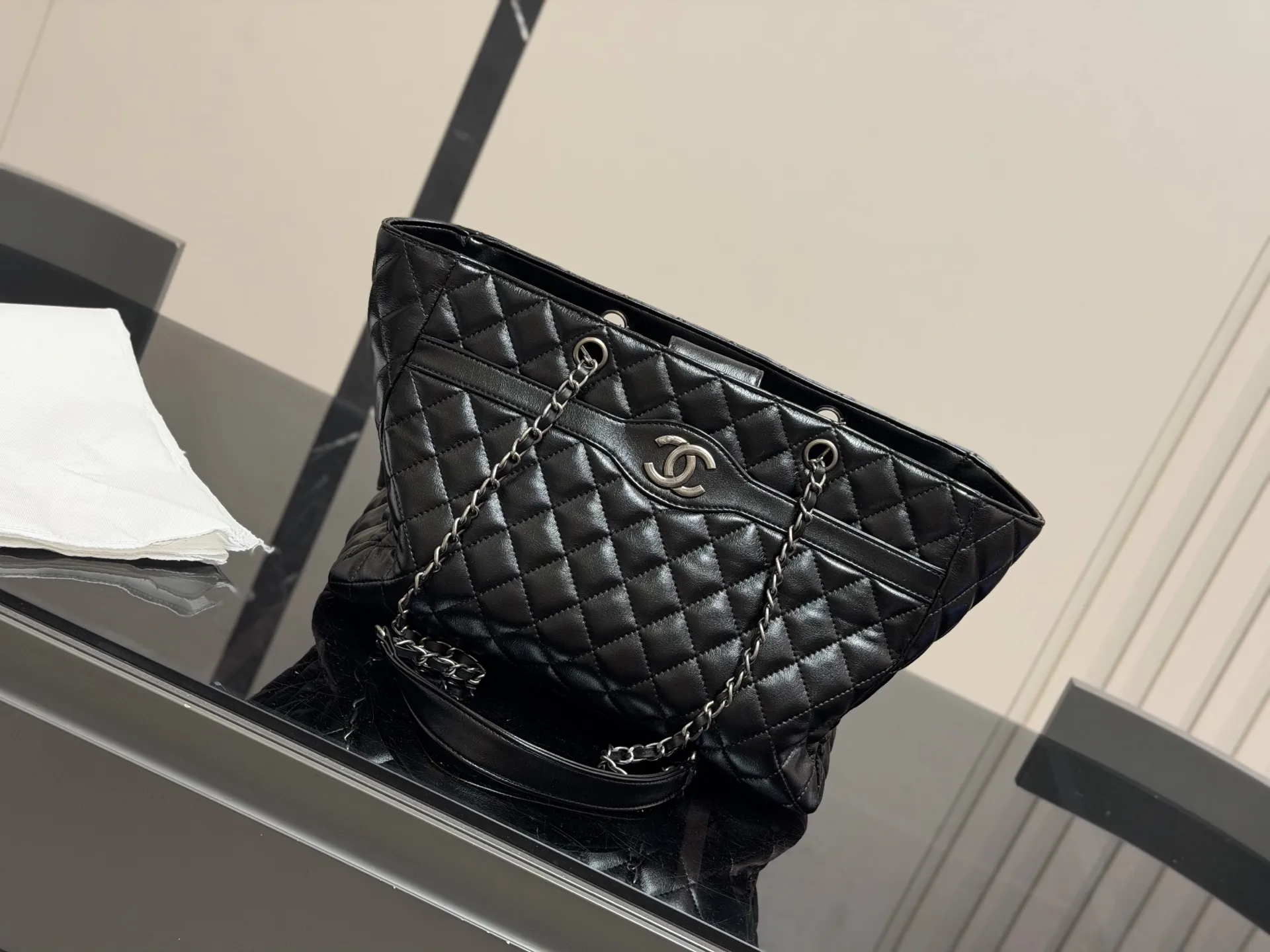 Chanel Quilted Chain Tote Bag D37018342 — view 9