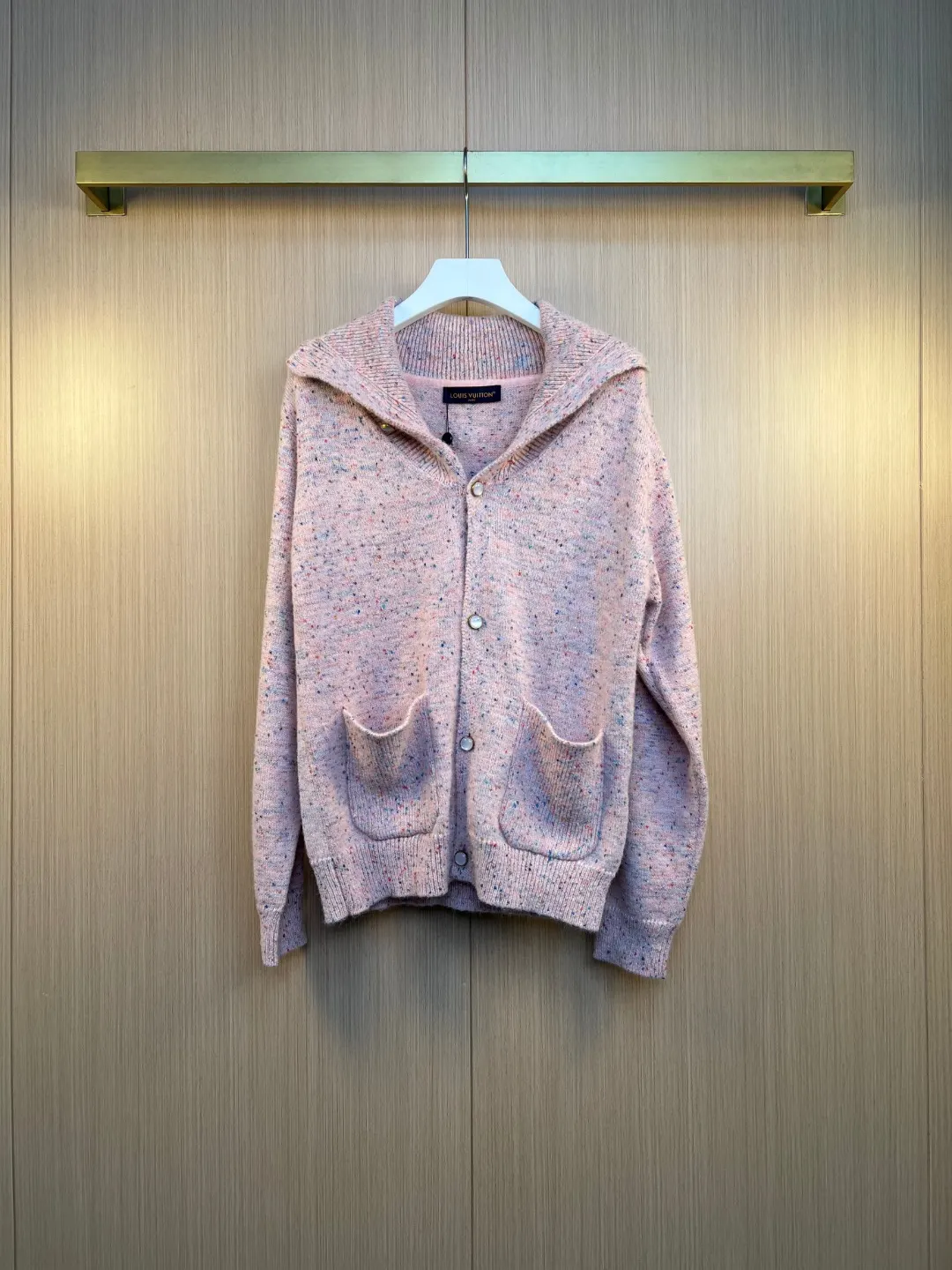 Speckled Wool Knit Cardigan with Pearl Buttons D37020552