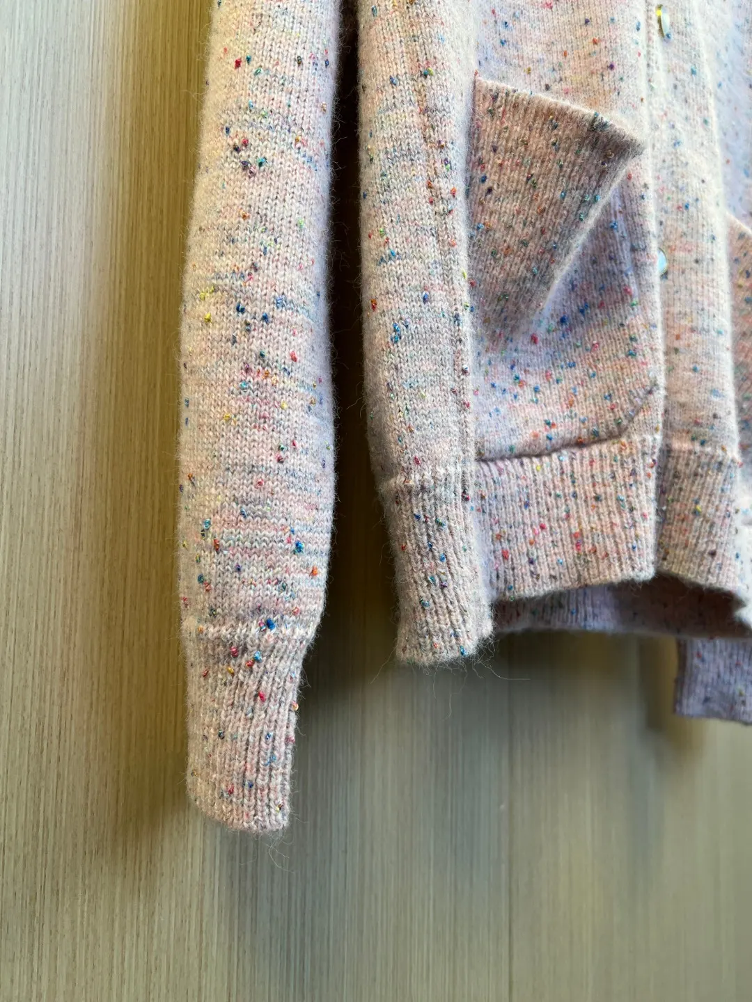 Speckled Wool Knit Cardigan with Pearl Buttons D37020552 — view 2