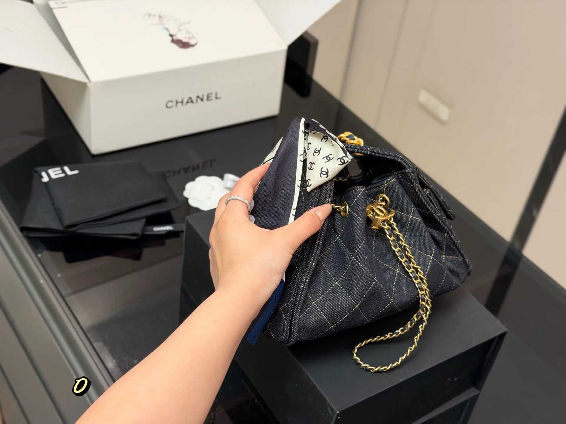 Chanel Quilted Denim Bucket Bag D38018409 — view 5