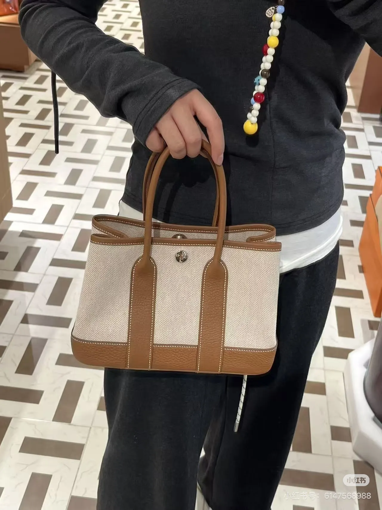 Garden Party Mini Canvas & Leather Tote D39017980 — view 9