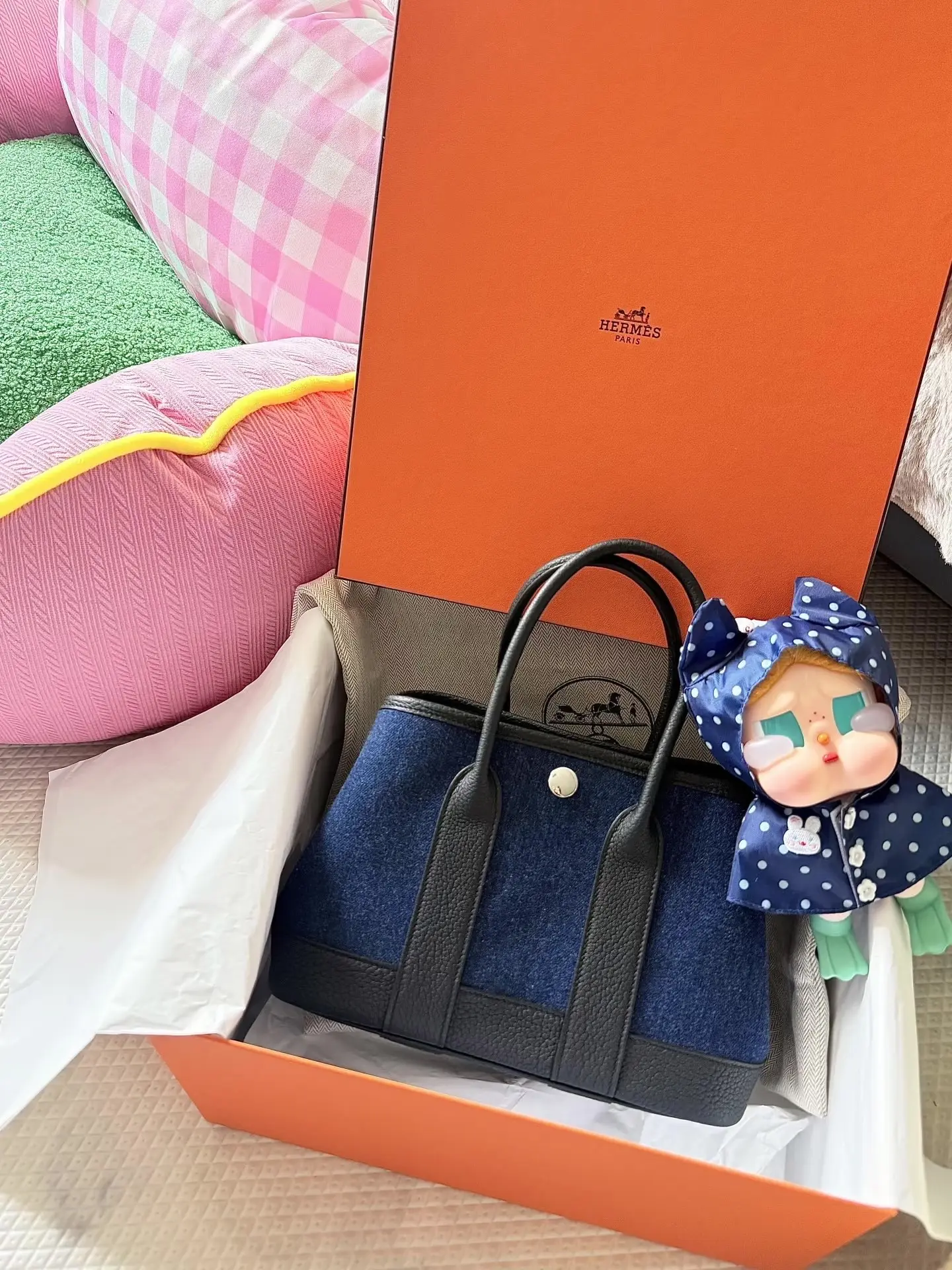 Denim and Leather Garden Party Mini Bag D39017986 — view 3