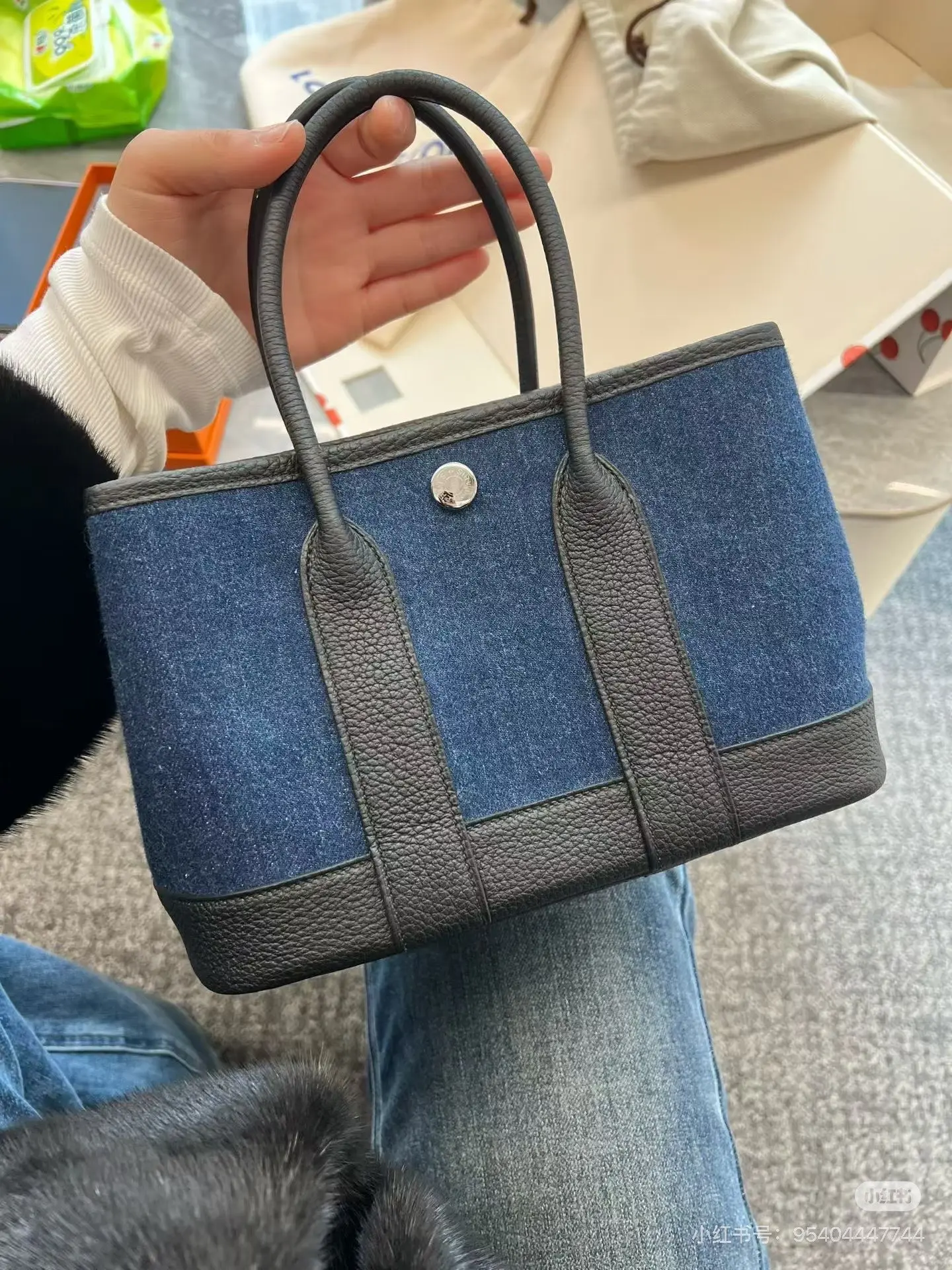 Denim and Leather Garden Party Mini Bag D39017986 — view 9