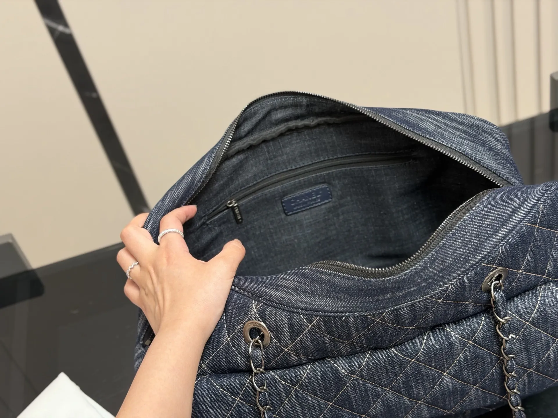 Chanel Quilted Denim Bowling Bag D39018341 — view 4