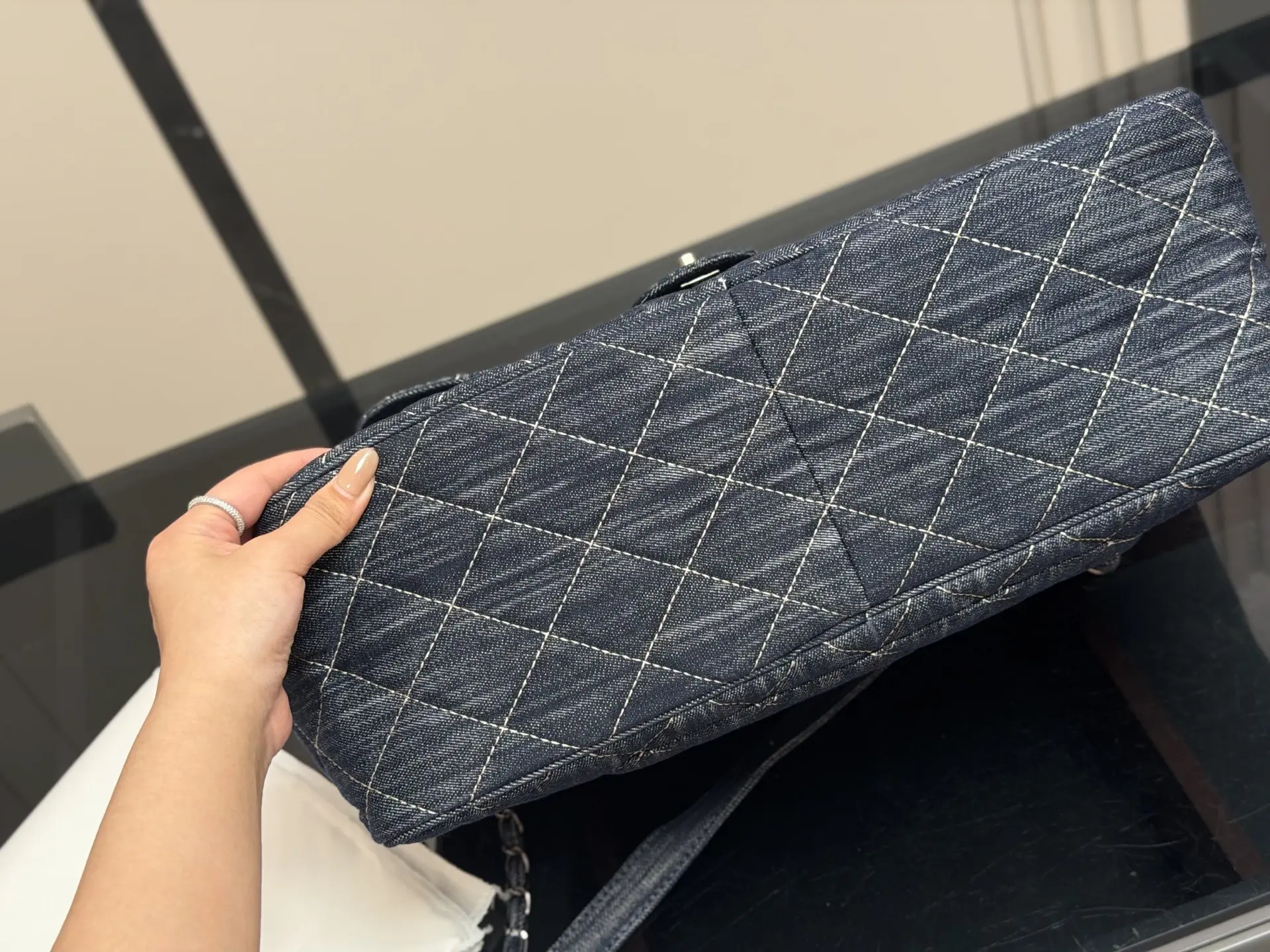Chanel Quilted Denim Bowling Bag D39018341 — view 8