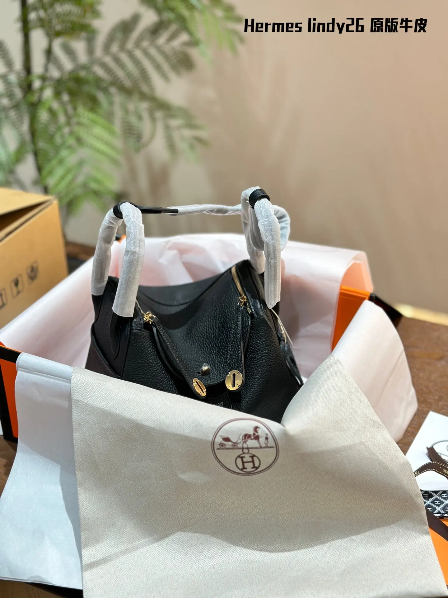 Lindy Grained Leather Top-Handle Bag D43018502 — view 3