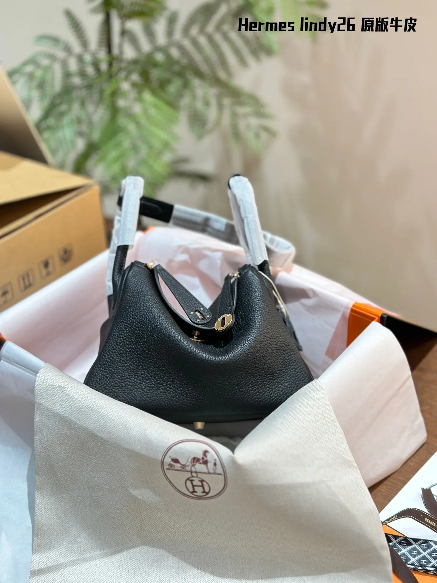 Lindy Grained Leather Top-Handle Bag D43018502 — view 4