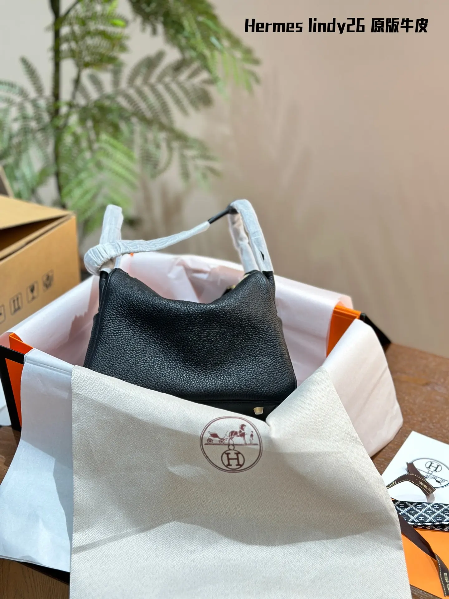 Lindy Grained Leather Top-Handle Bag D43018502 — view 6