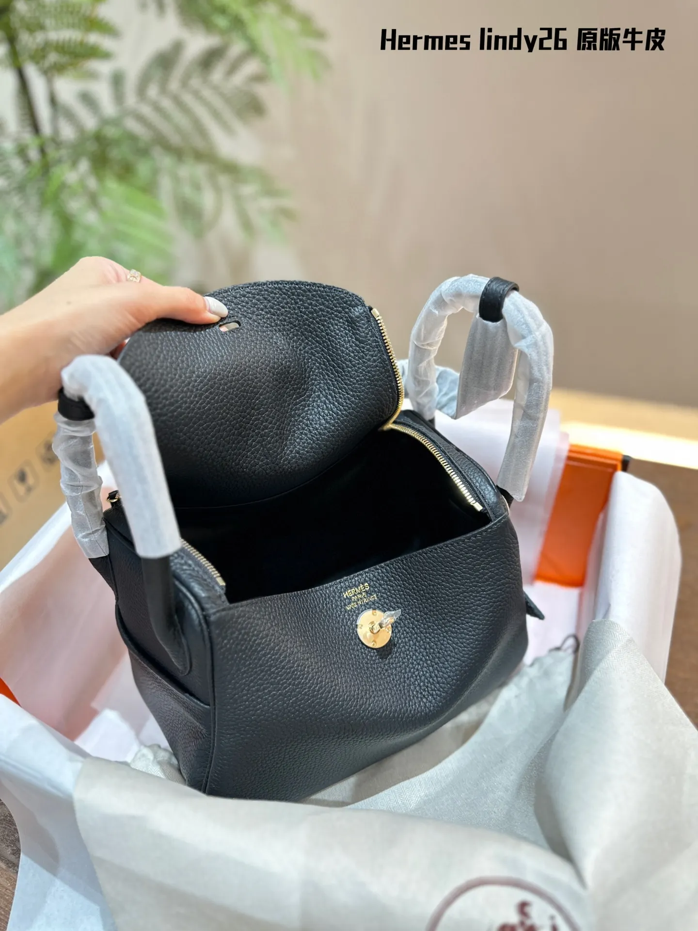 Lindy Grained Leather Top-Handle Bag D43018502 — view 8