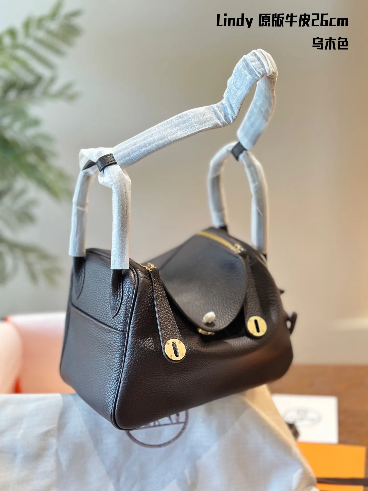 Lindy Grained Leather Top-Handle Bag D43018506 — view 2