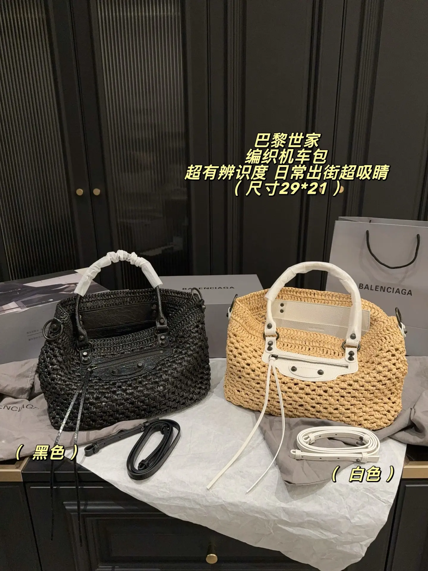 Le City Raffia & Leather Top-Handle Bag D43018509