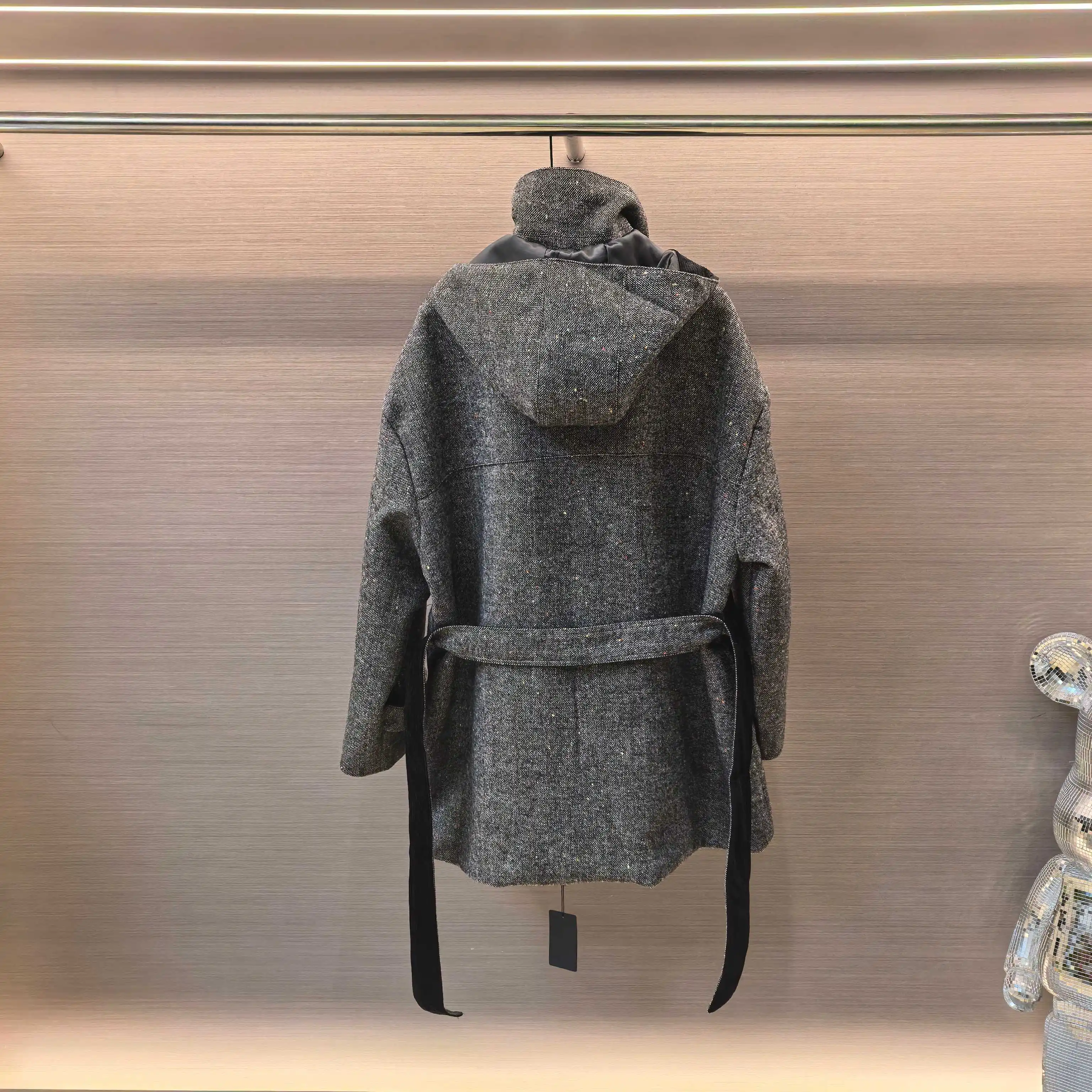 Belted Hooded Wool-Blend Coat D44523713 — view 3