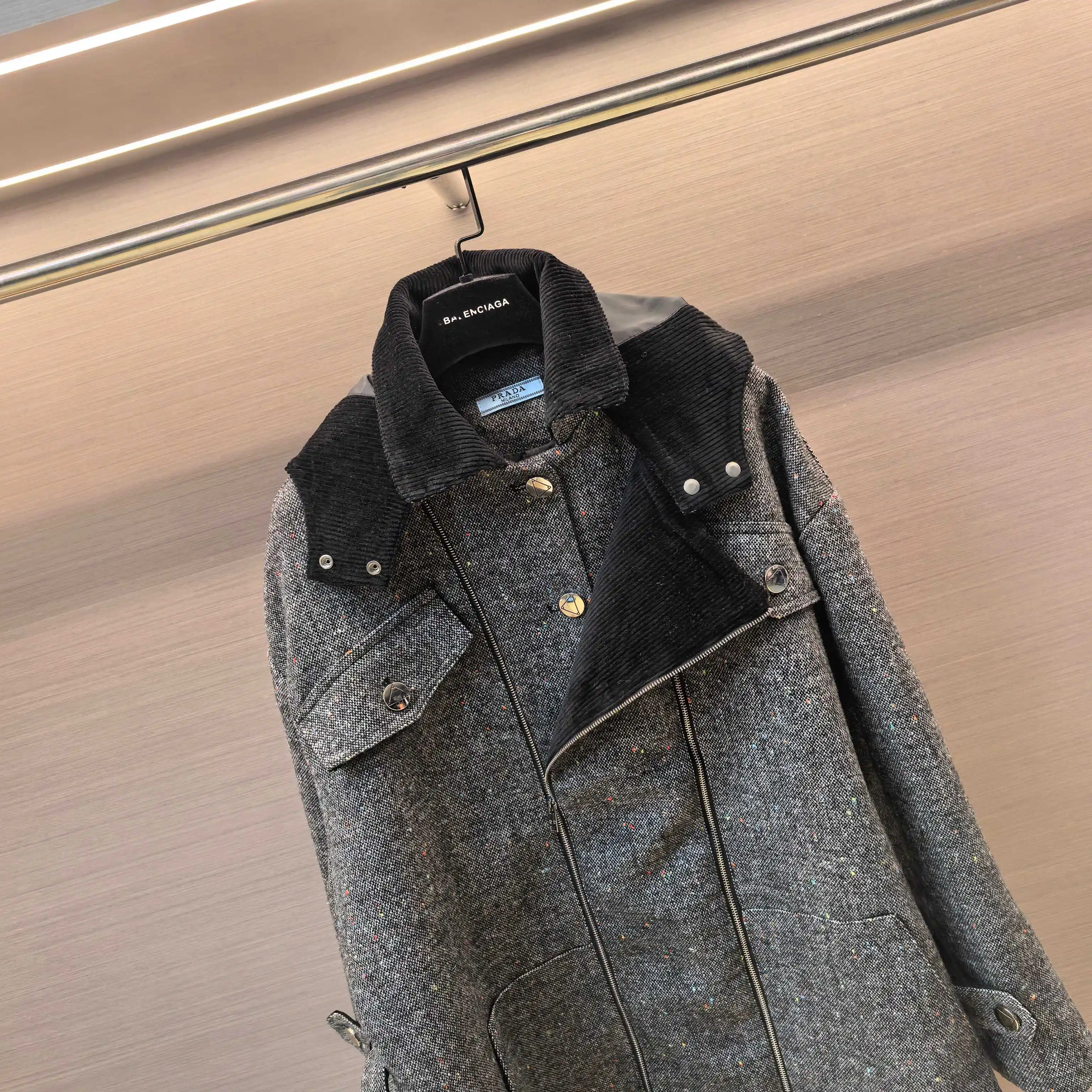 Belted Hooded Wool-Blend Coat D44523713 — view 8