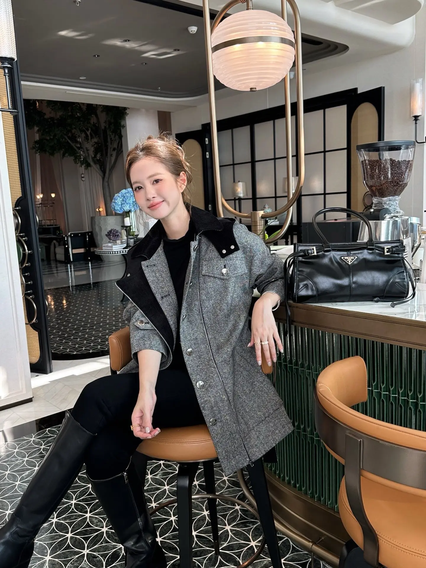 Belted Hooded Wool-Blend Coat D44523714 — view 3