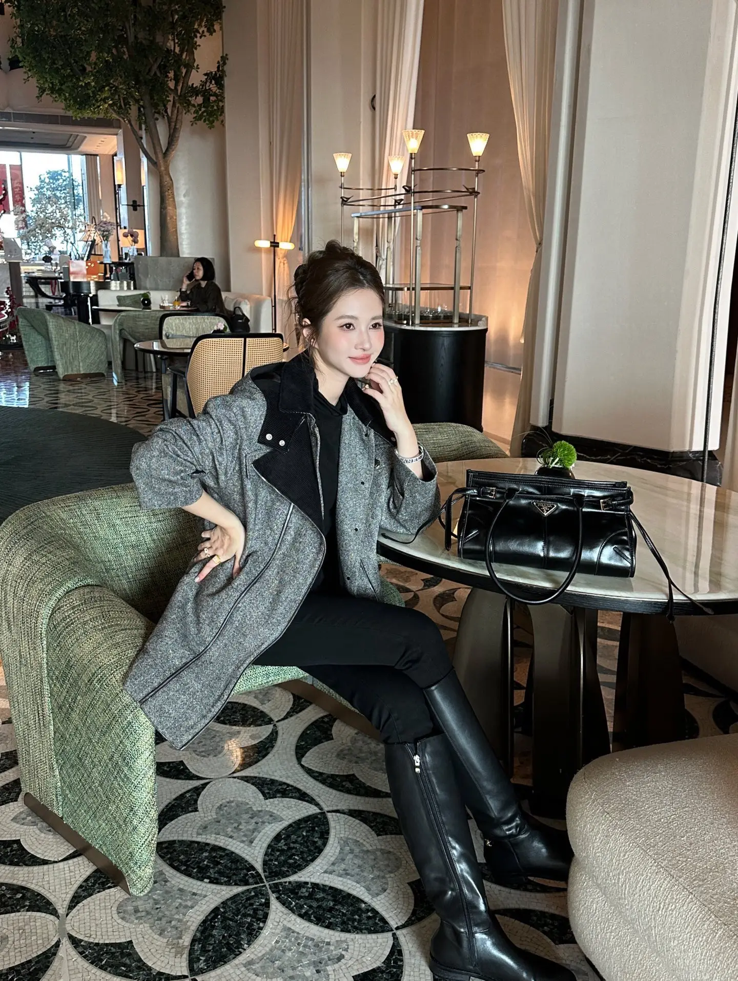 Belted Hooded Wool-Blend Coat D44523714 — view 6