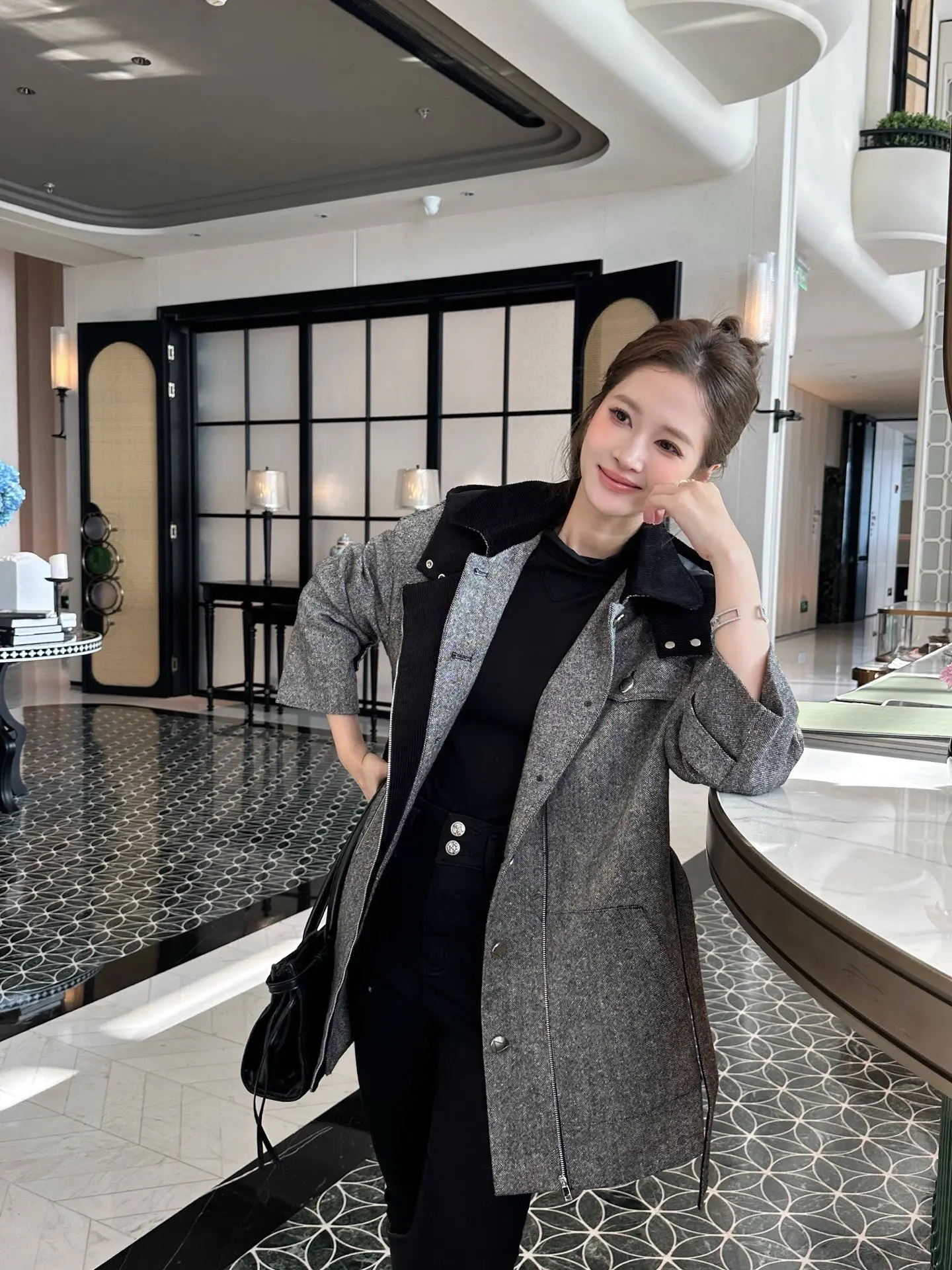 Belted Hooded Wool-Blend Coat D44523714 — view 8