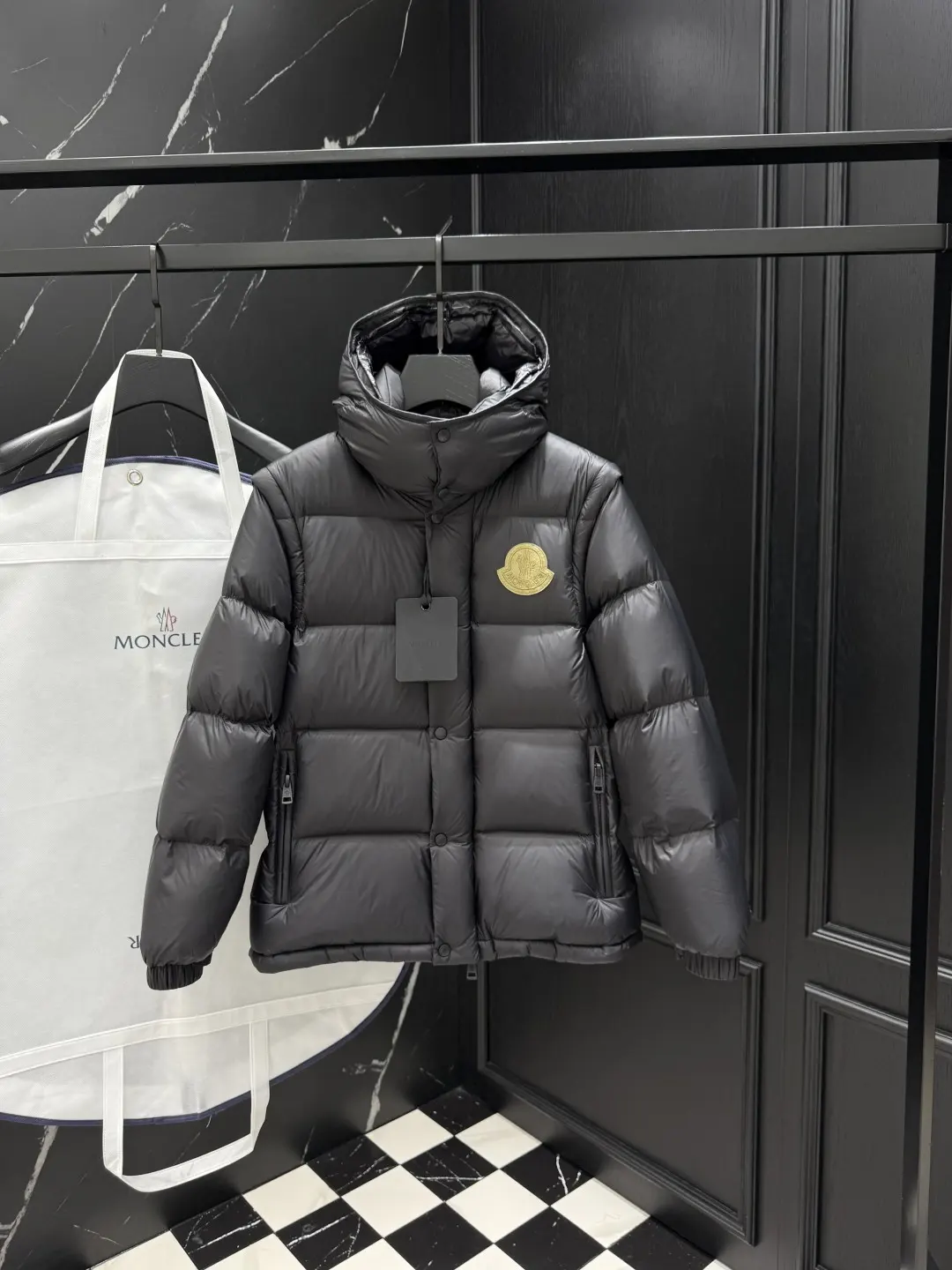 Hooded Down Puffer Jacket with Detachable Sleeves D57022172