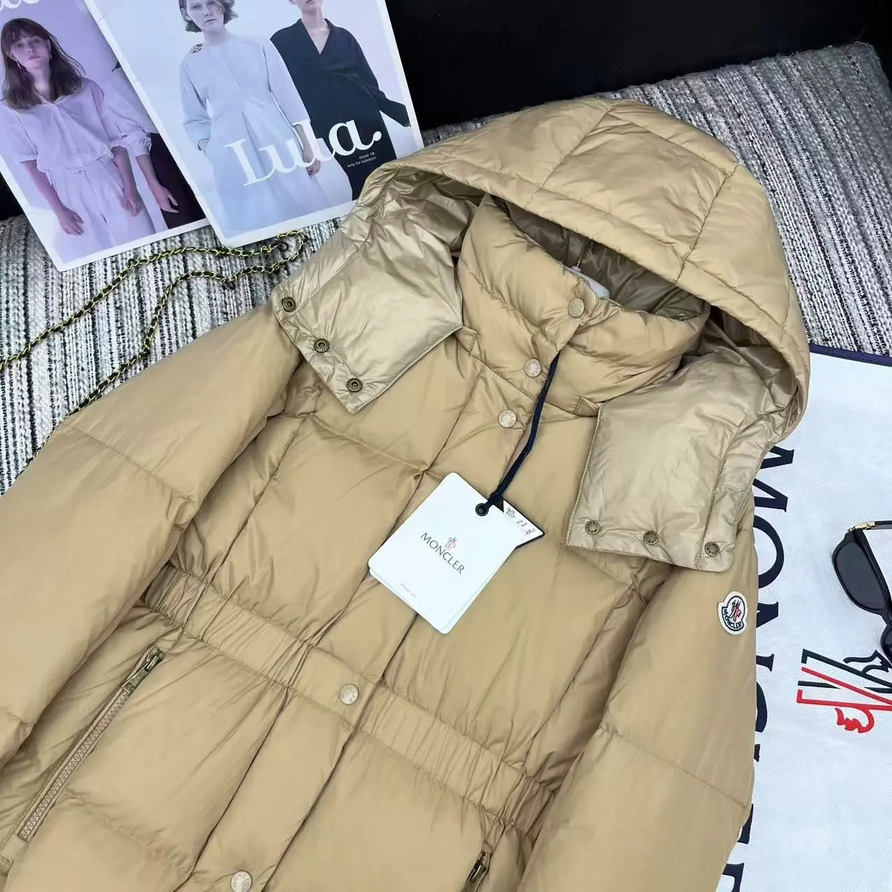 Hooded Drawstring Waist Down Puffer Jacket D59022186 — view 2
