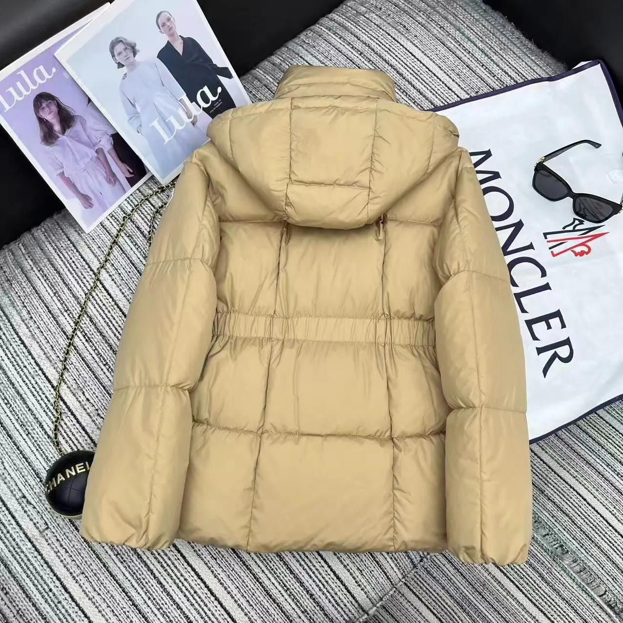 Hooded Drawstring Waist Down Puffer Jacket D59022186 — view 7
