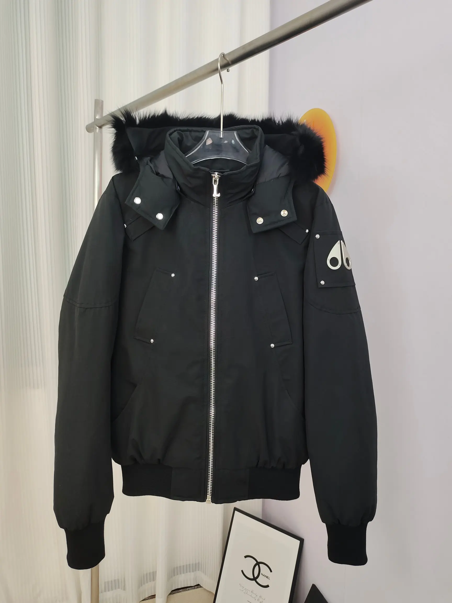 Ballistic Fur-Trimmed Down Bomber Jacket D60022219