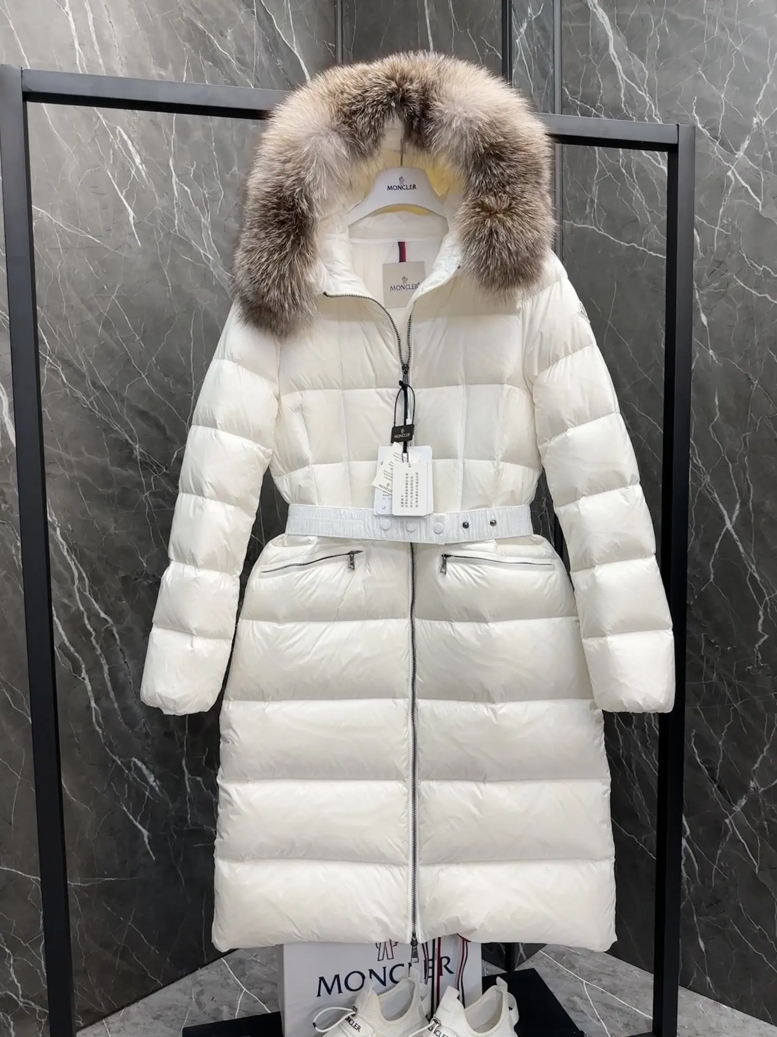 Moncler Boedic Fur-Trimmed Down Coat D70022192 — view 5