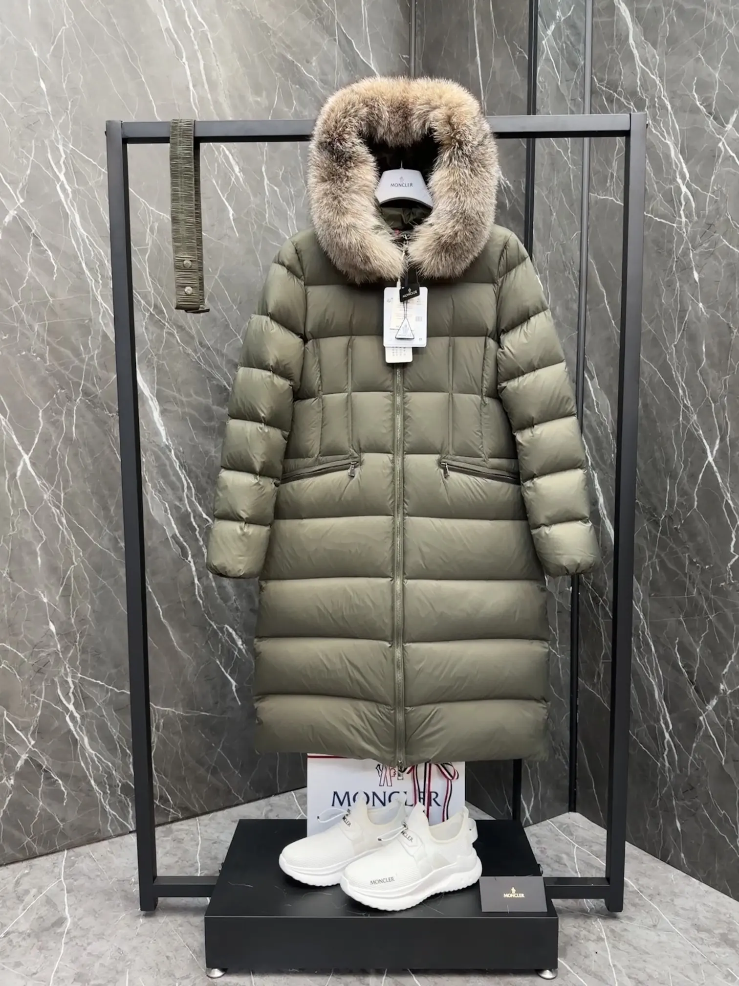 Moncler Boedic Fur-Trimmed Belted Down Coat D70022193