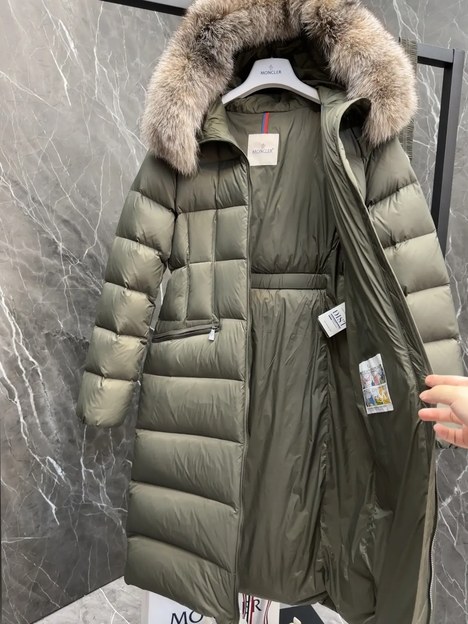 Moncler Boedic Fur-Trimmed Belted Down Coat D70022193 — view 8