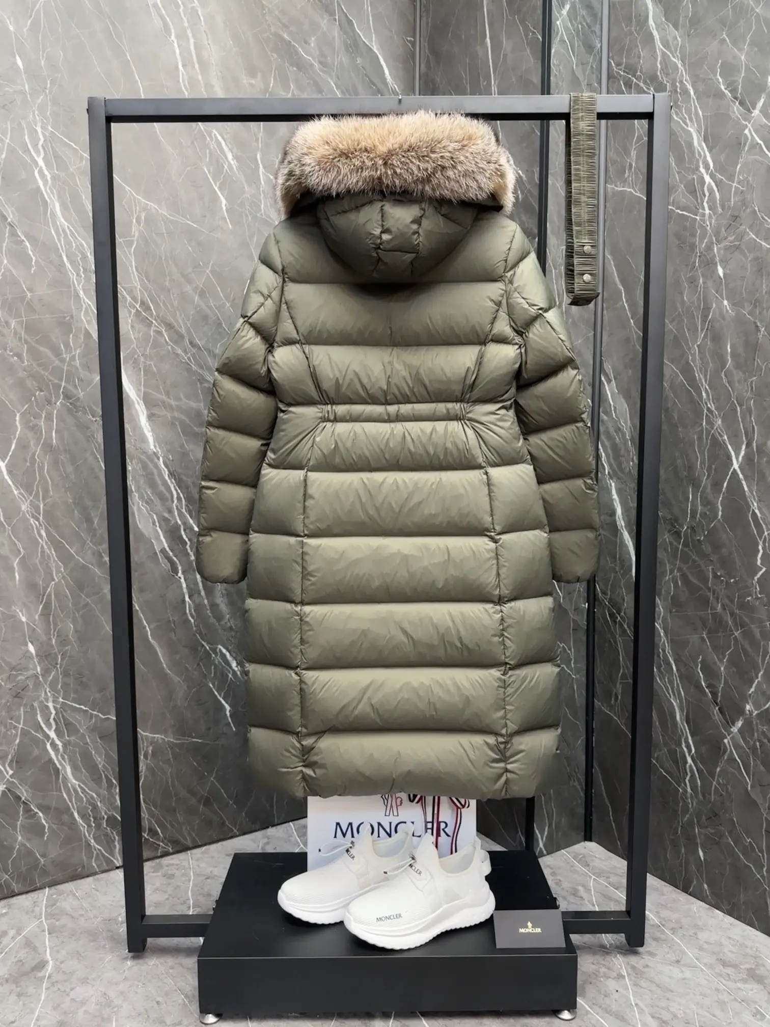 Moncler Boedic Fur-Trimmed Belted Down Coat D70022193 — view 9