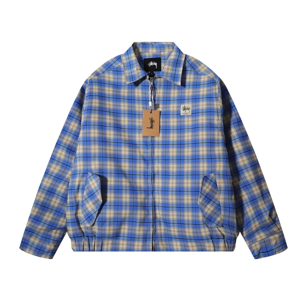 Padded Plaid Zip-Up Shirt Jacket D13516062