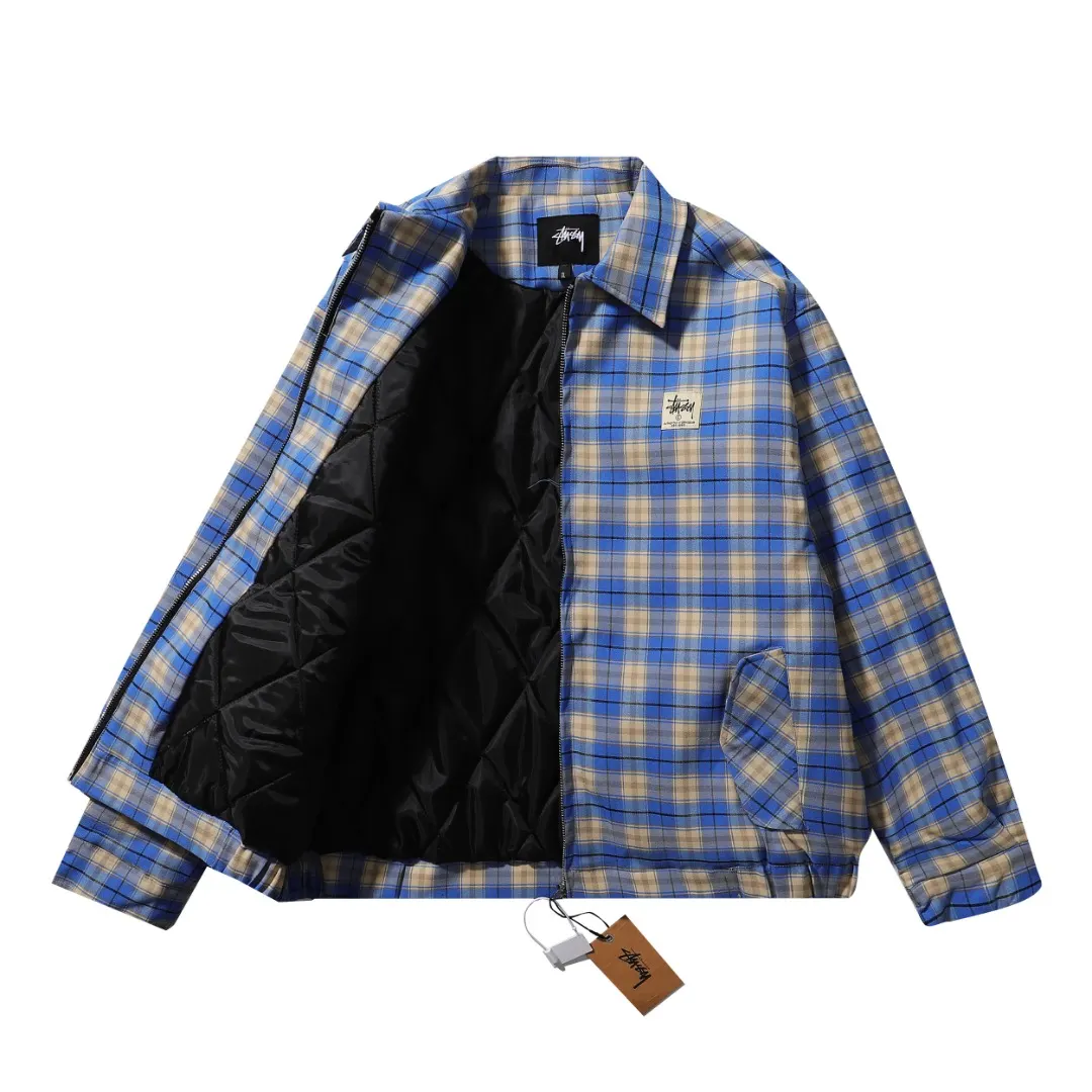 Padded Plaid Zip-Up Shirt Jacket D13516062 — view 3