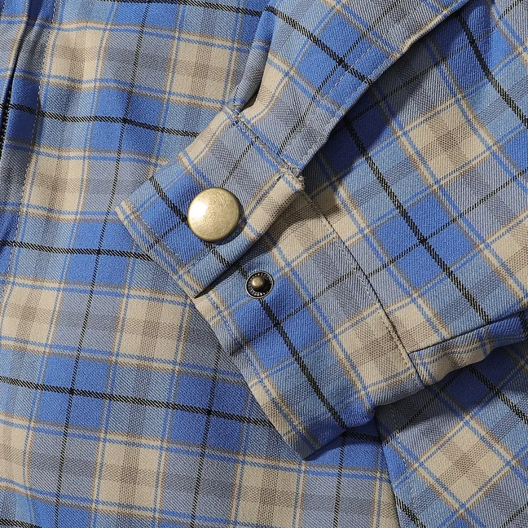 Padded Plaid Zip-Up Shirt Jacket D13516062 — view 8