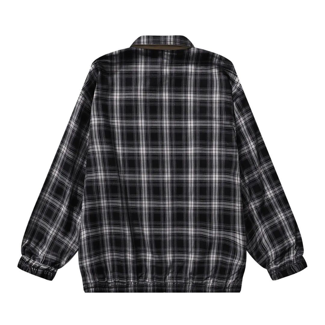 Reversible Plaid and Solid Zip-Up Jacket D13516060 — view 5