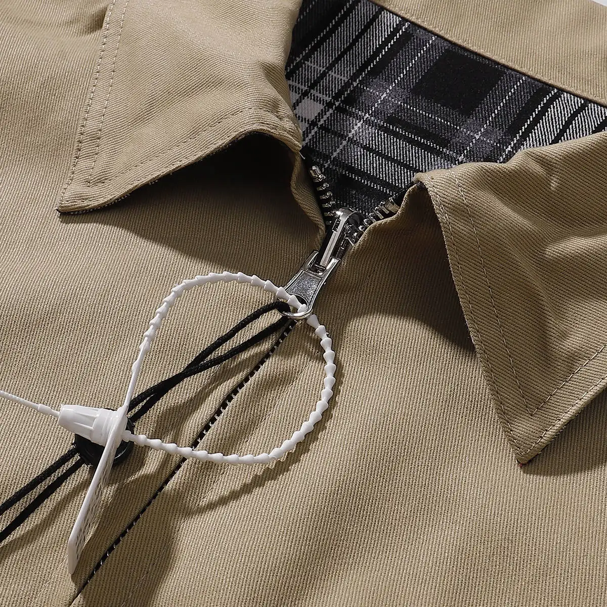 Reversible Plaid and Solid Zip-Up Jacket D13516060 — view 9