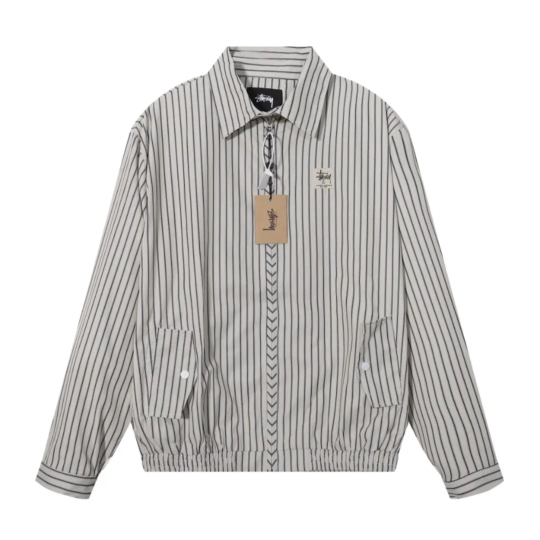 Striped Zip-Up Shirt Jacket D10516059