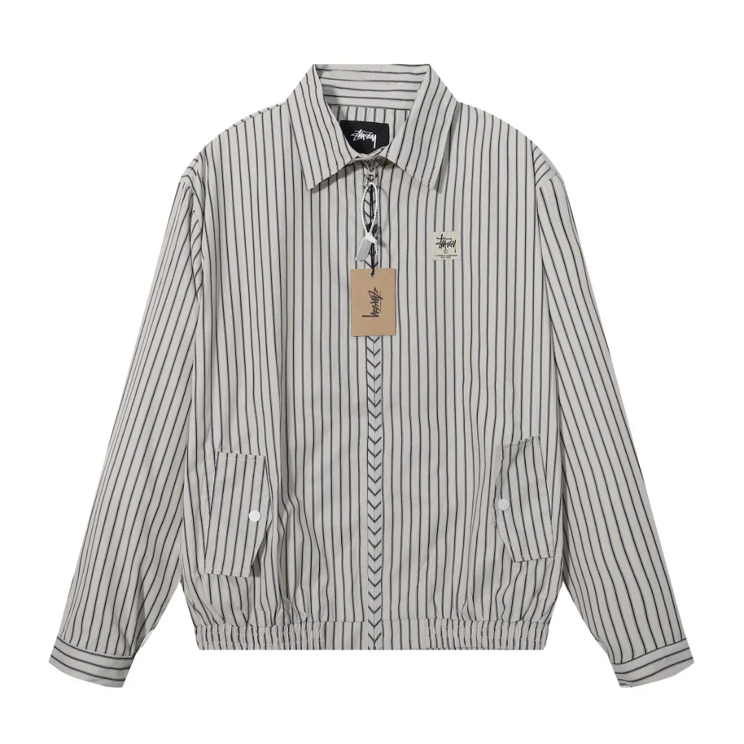 Striped Zip-Up Shirt Jacket D10516059