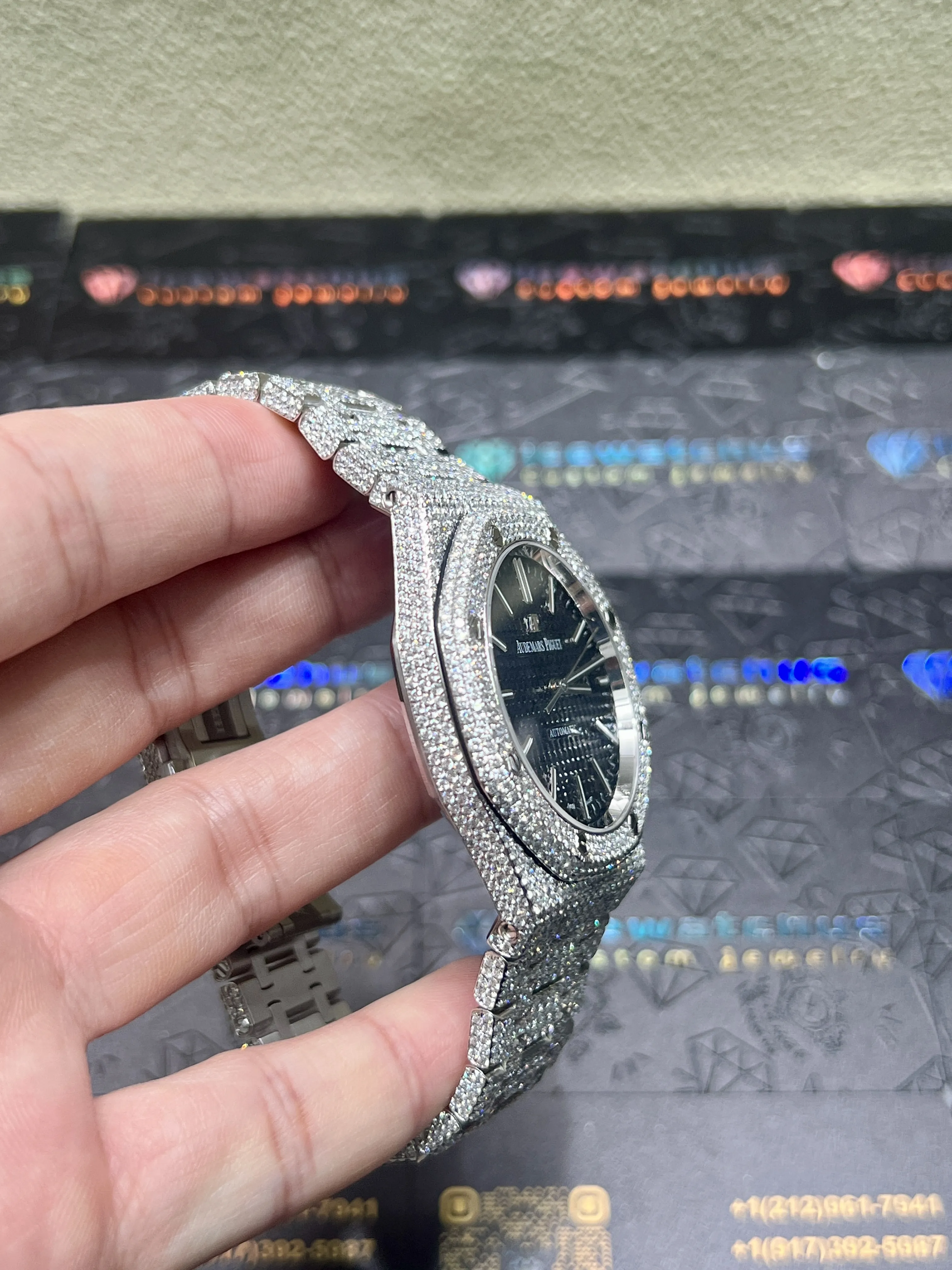 Audemars Piguet Royal Oak-Style Iced-Out Black Dial Watch D1147519404 — view 4