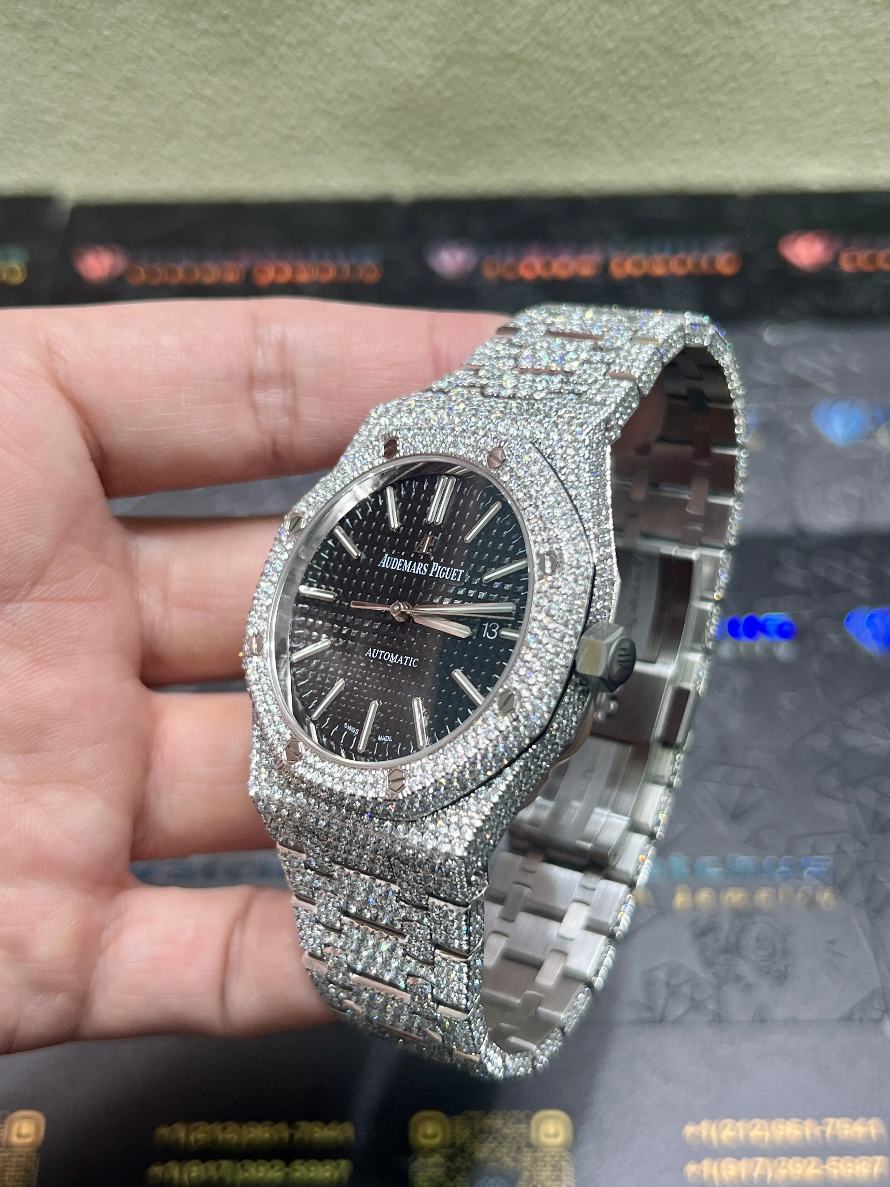 Audemars Piguet Royal Oak-Style Iced-Out Black Dial Watch D1147519404 — view 5
