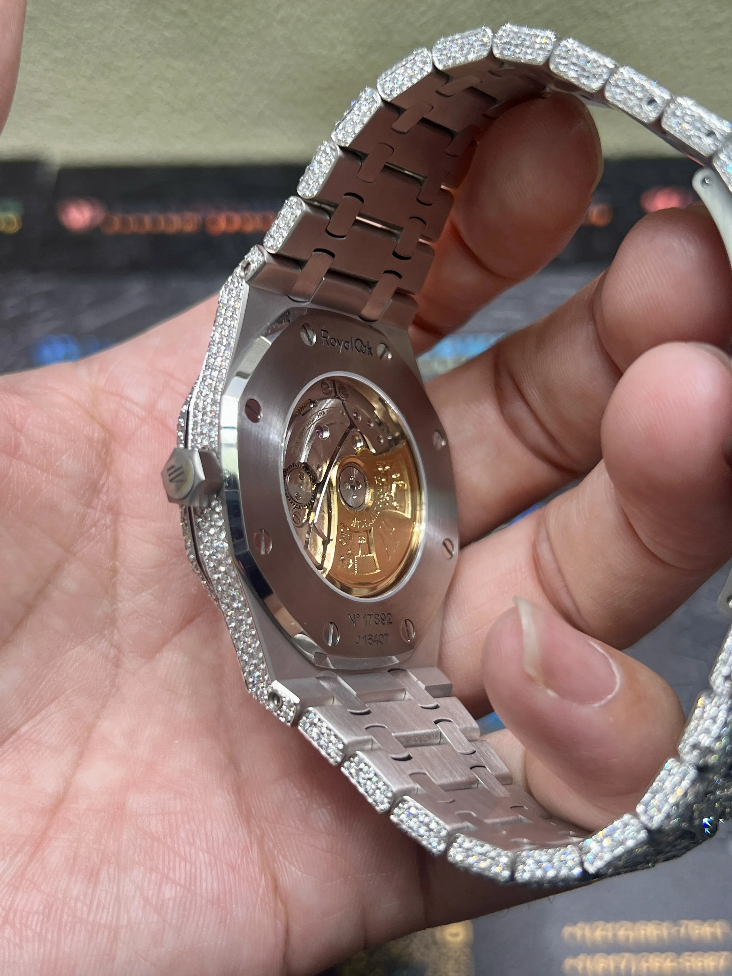 Audemars Piguet Royal Oak-Style Iced-Out Black Dial Watch D1147519404 — view 7