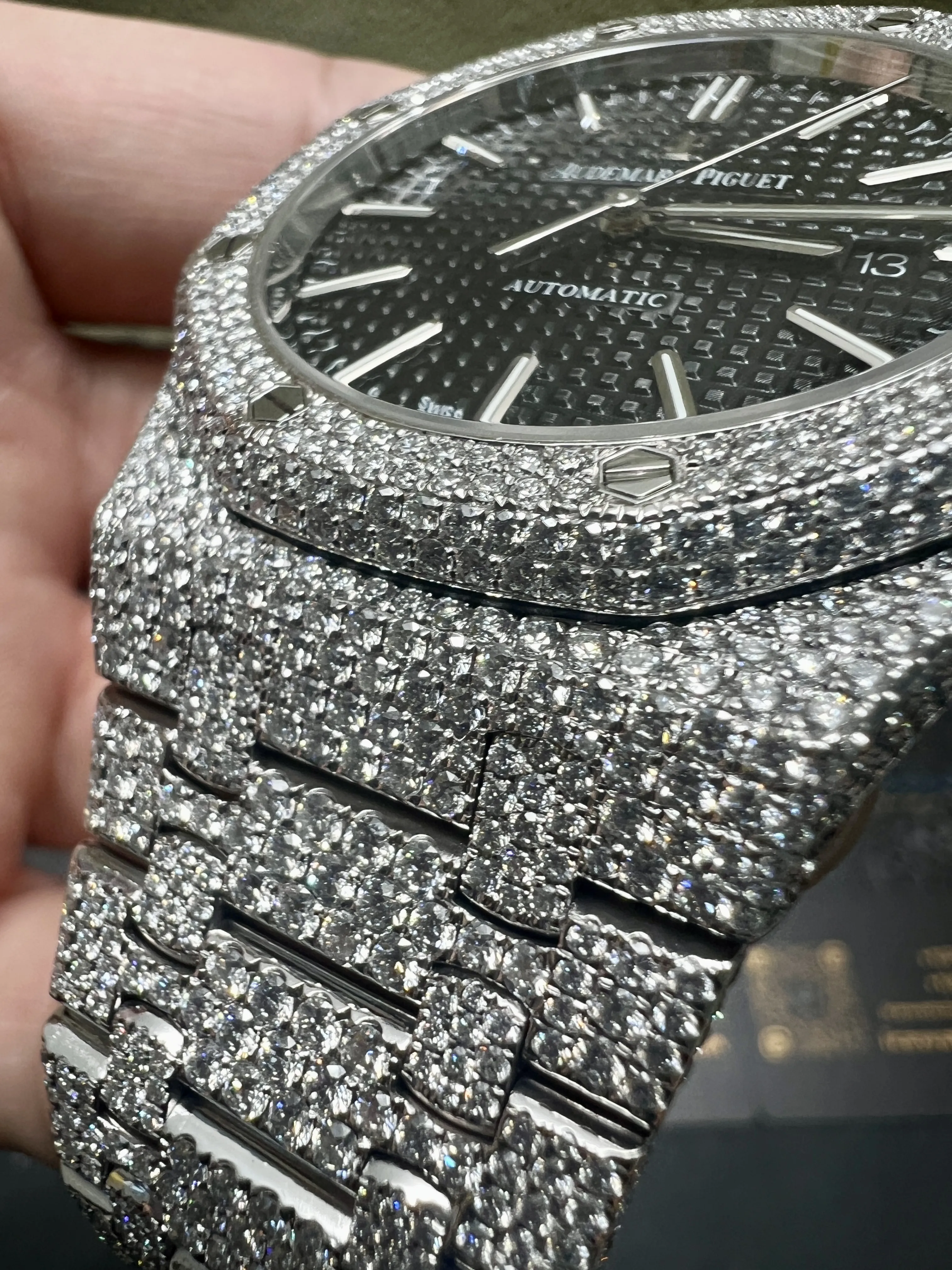 Audemars Piguet Royal Oak-Style Iced-Out Black Dial Watch D1147519404 — view 12