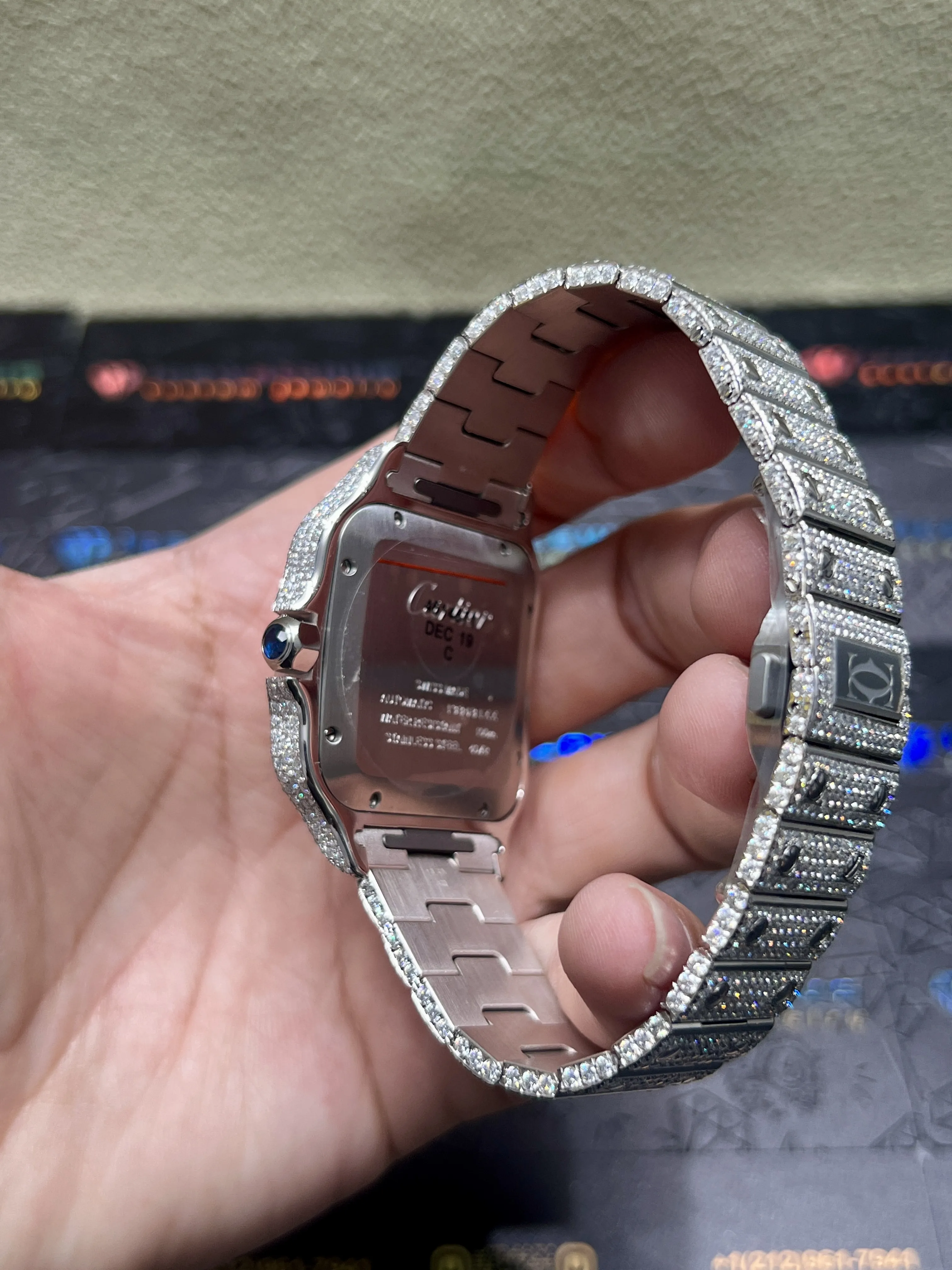 Cartier Santos-Style Iced-Out Panther Motif Watch D1147519405 — view 8