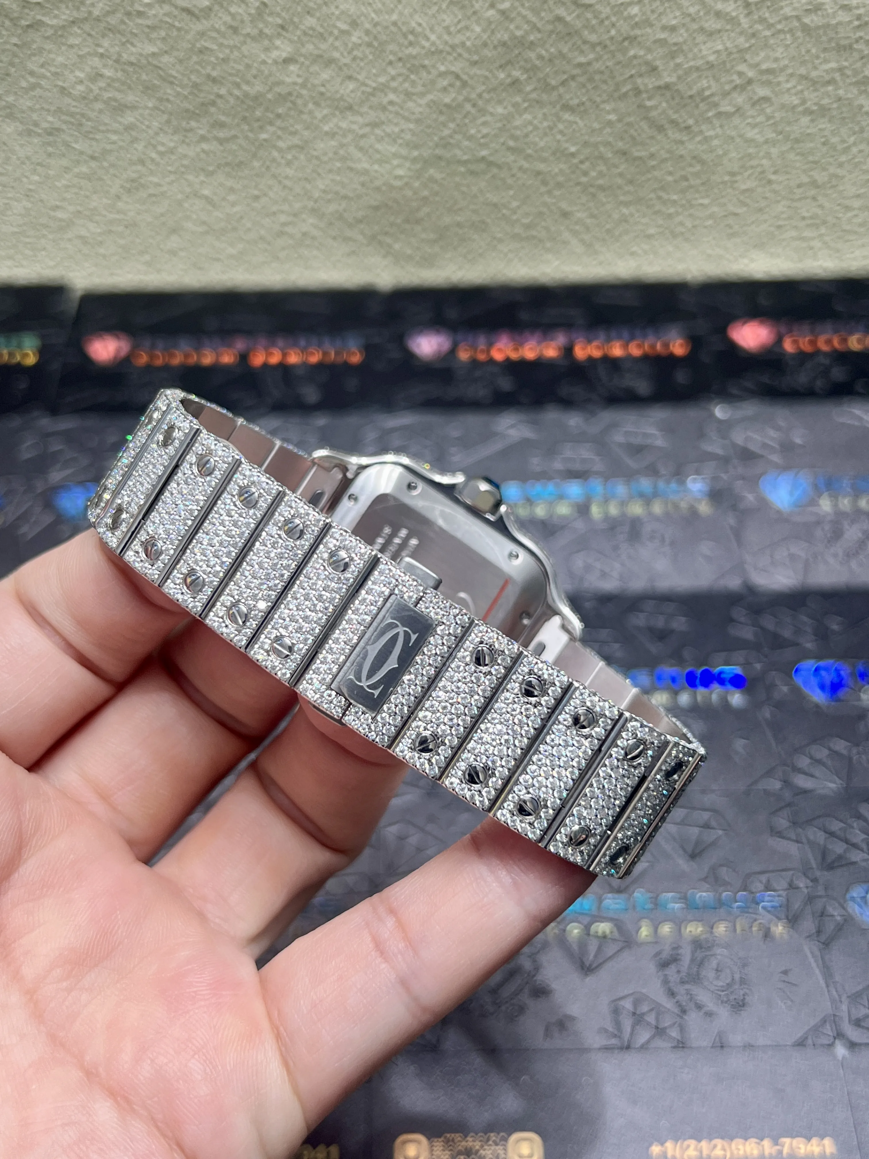 Cartier Santos-Style Iced-Out Panther Motif Watch D1147519405 — view 9