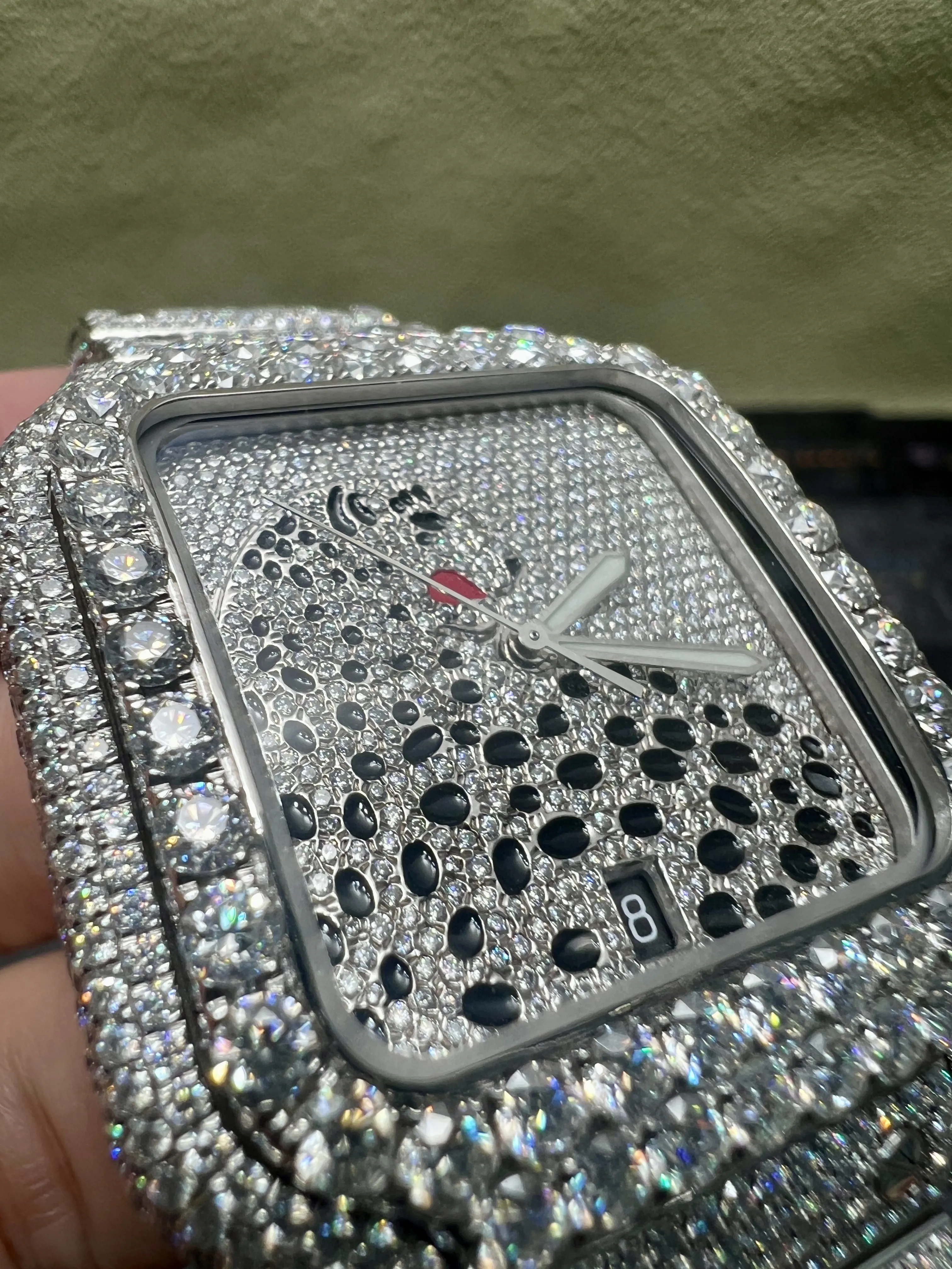 Cartier Santos-Style Iced-Out Pavé Panther Dial Watch D1147519406 — view 13
